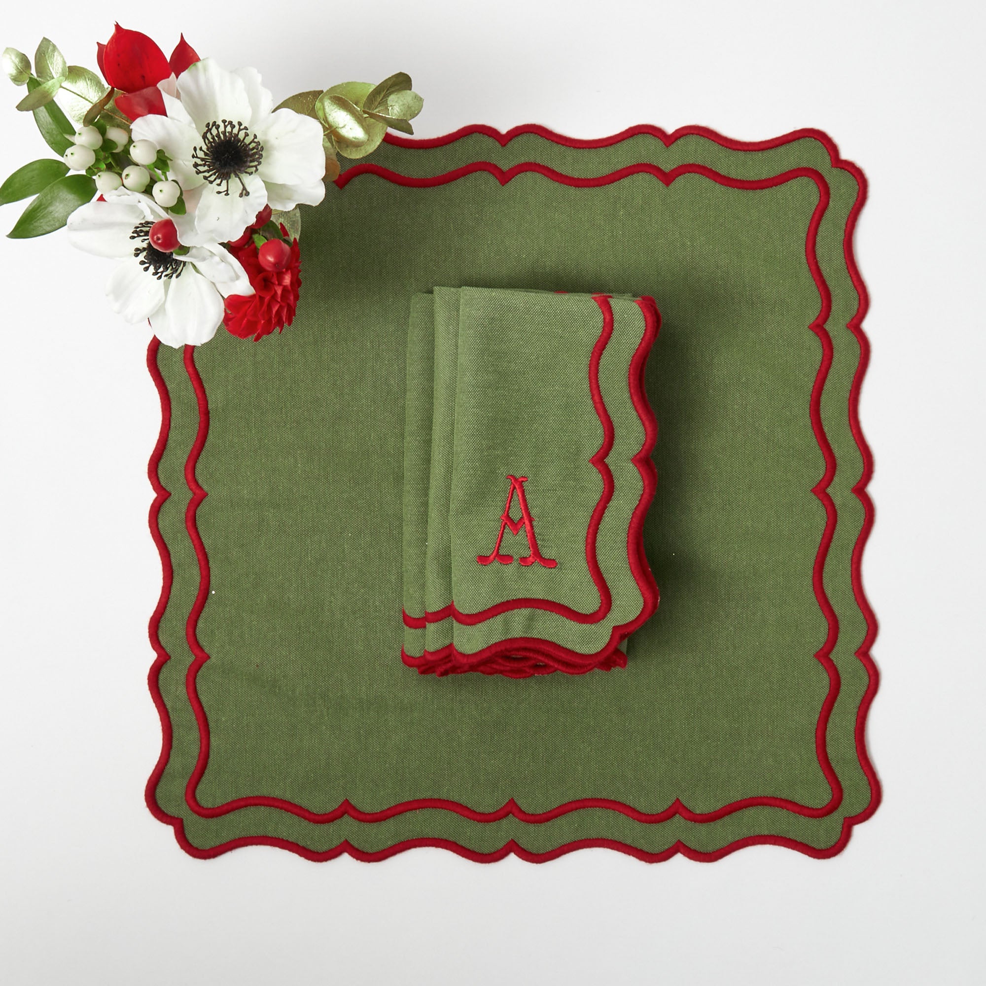 Embrace the joy of the holidays with Katherine Green & Red Placemats & Napkins Set of 4, designed to make your festive meals even more memorable.