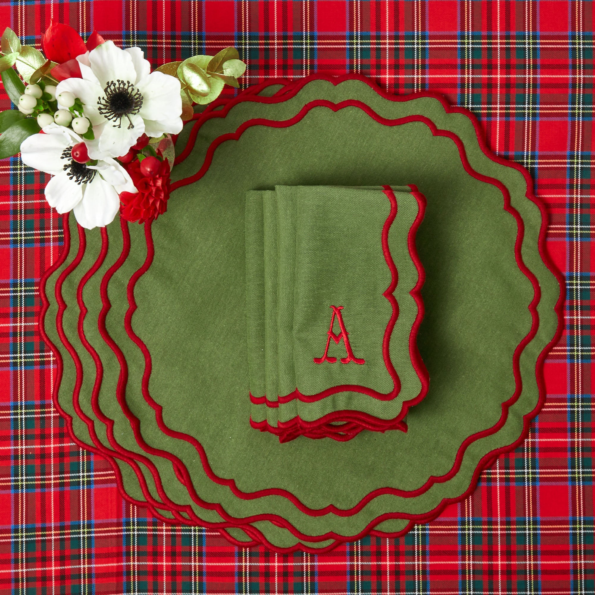Embrace the joy of the holidays with Katherine Green & Red Placemats & Napkins Set of 4, designed to make your festive meals even more memorable.