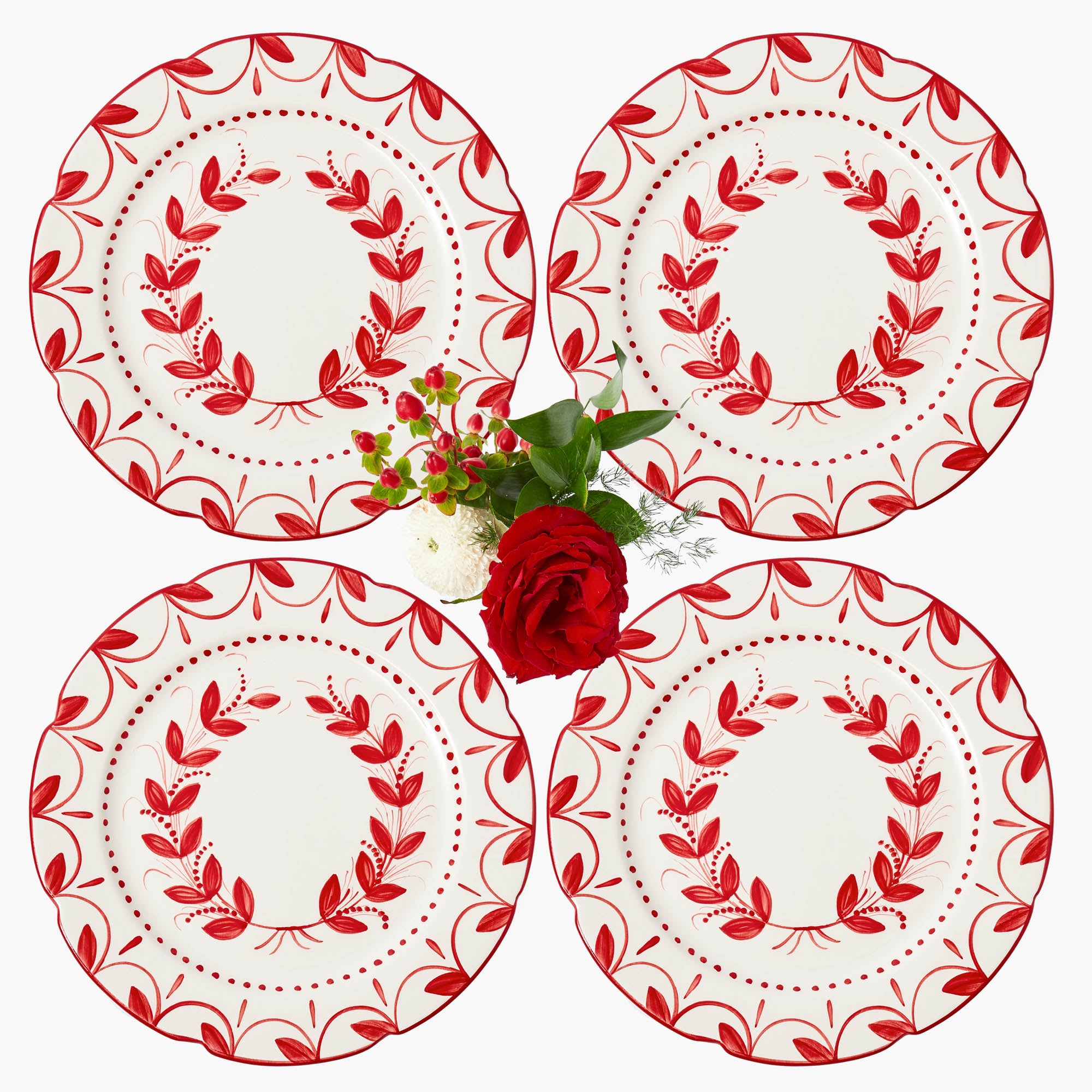 Elizabeth Red Garland Dinner Plates (Set of 4)