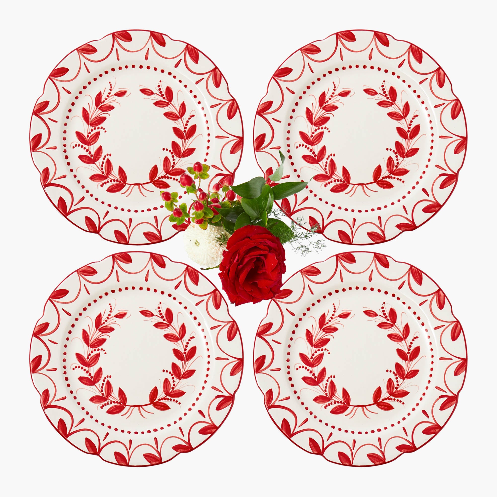 Elizabeth Red Garland Starter Plates (Set of 4)