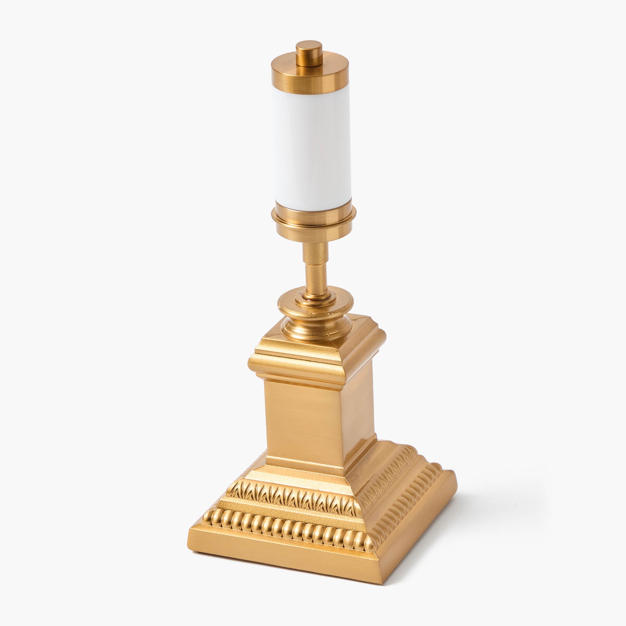 Short Corinthian Square Rechargeable Lamp with Olive Lotus Shade (18cm)