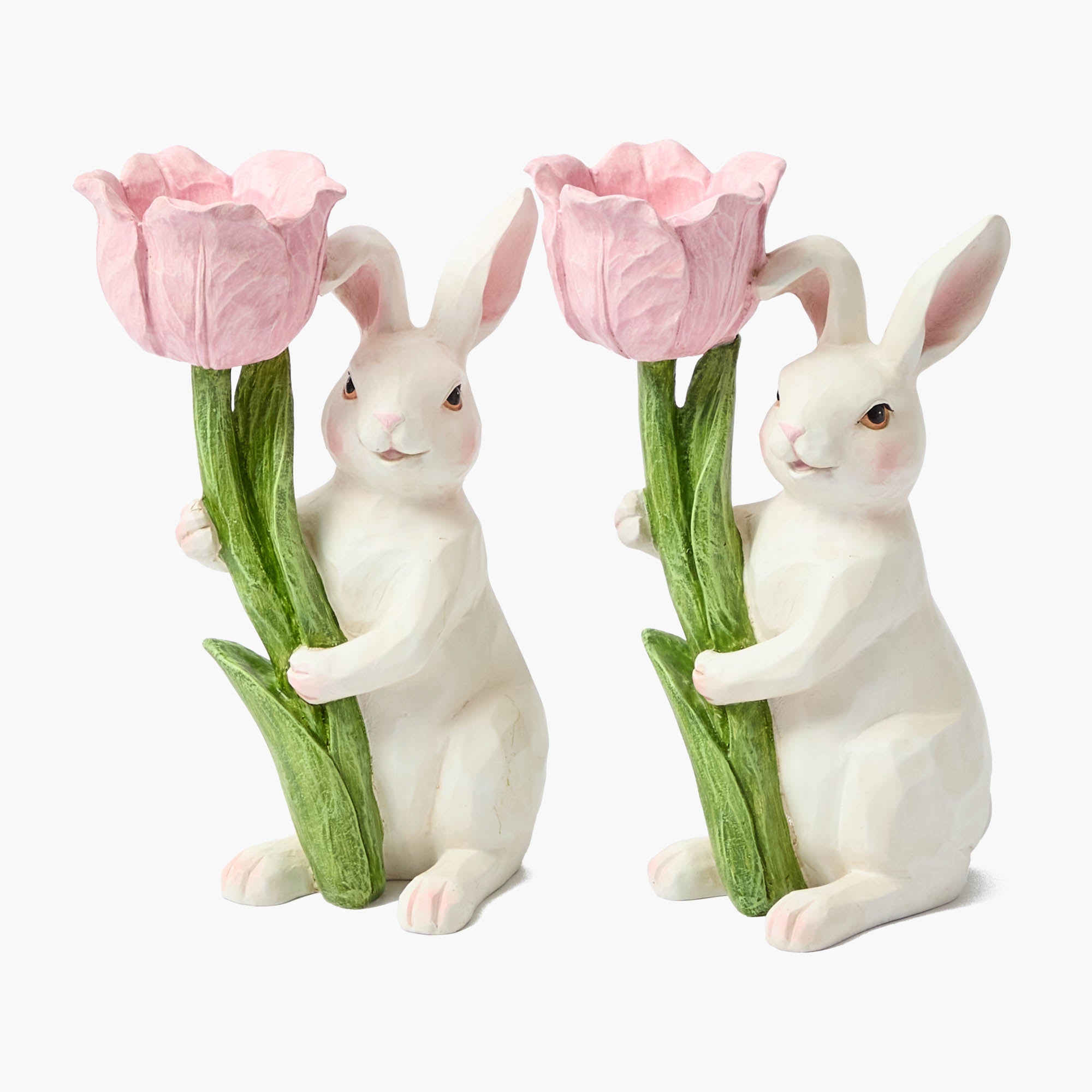 Bunny with Pink Tulip (Pair)