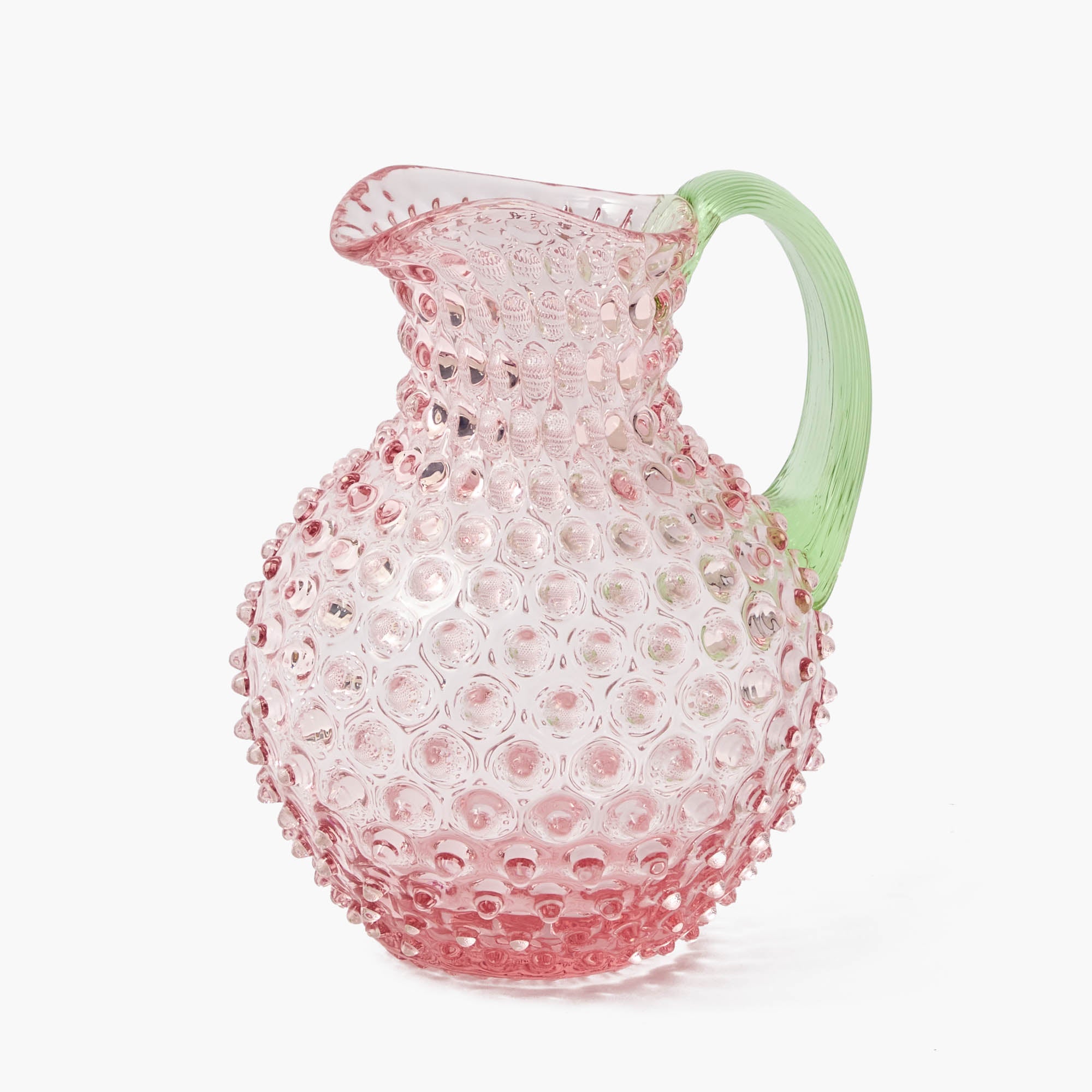Rose Hobnail Jug with Emerald Handle