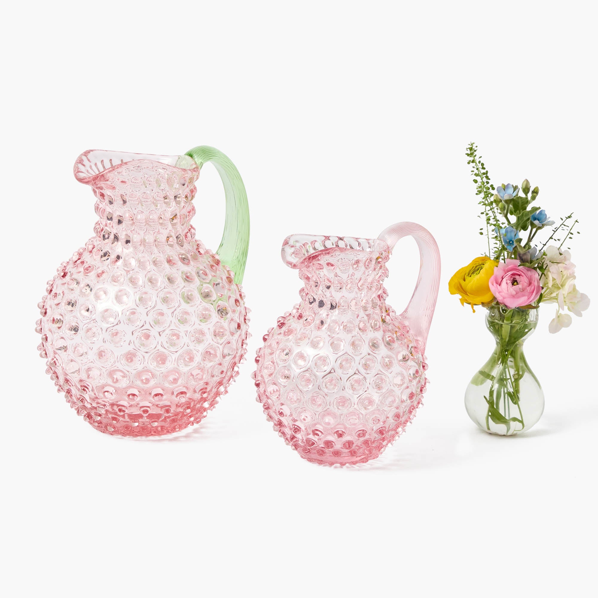 Small Rose Pink Hobnail Jug
