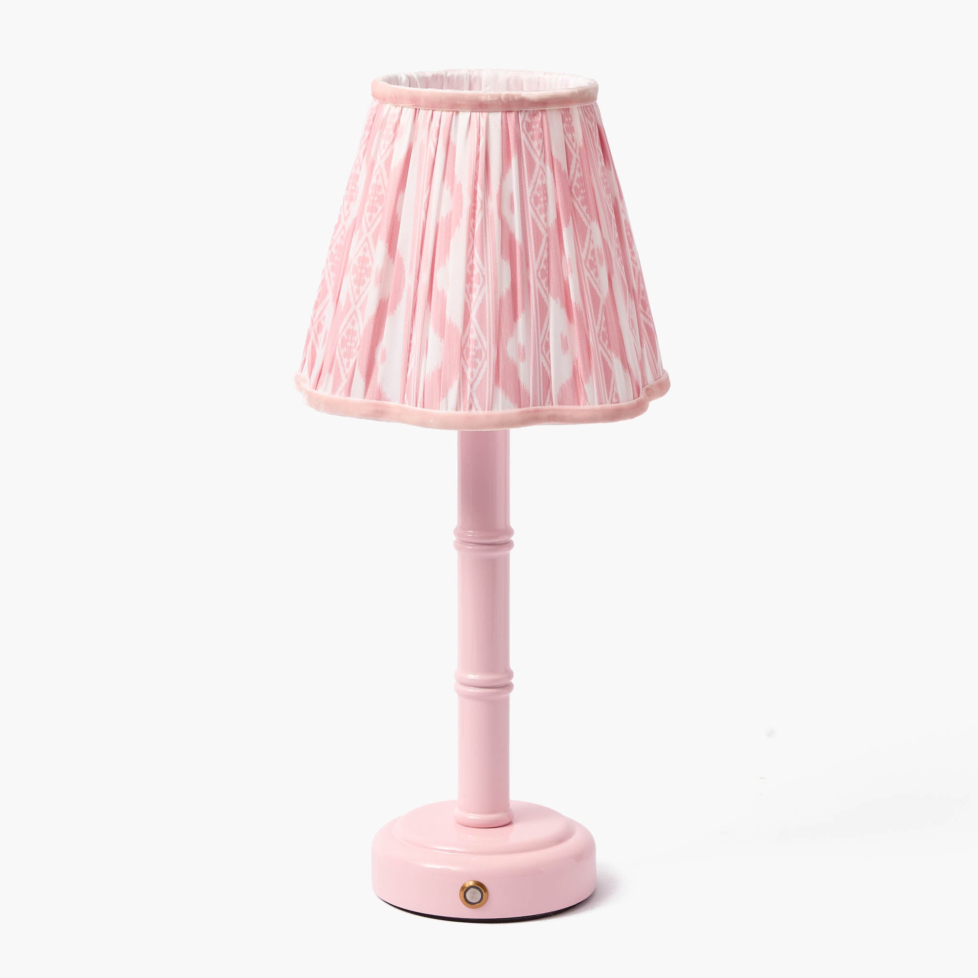 Pink Leonora Lacquer Rechargeable Lamp with Pink Ikat Shade (18cm)