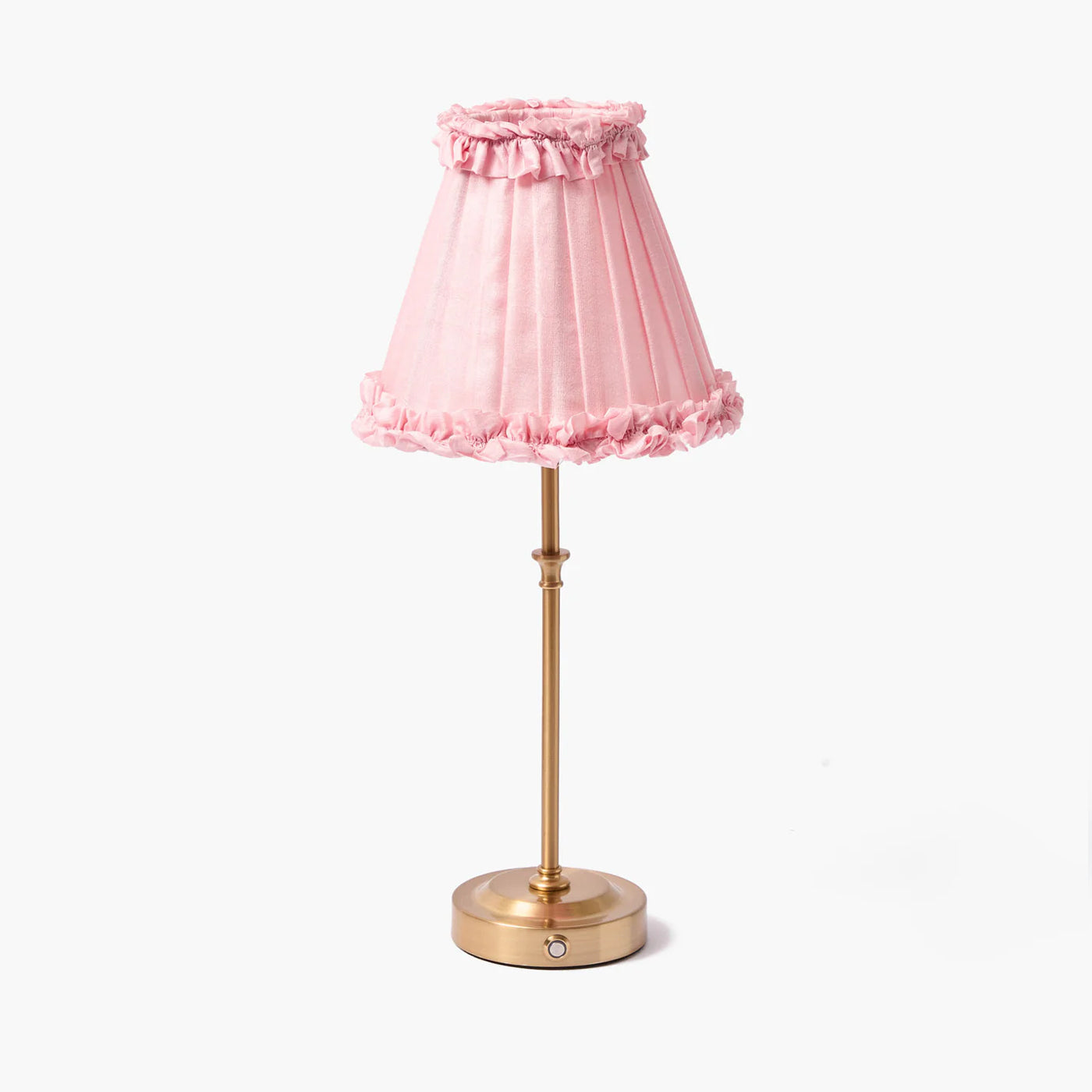 Edie Tall Rechargeable Lamp with Pale Pink Frilled Silk Shade (18cm)