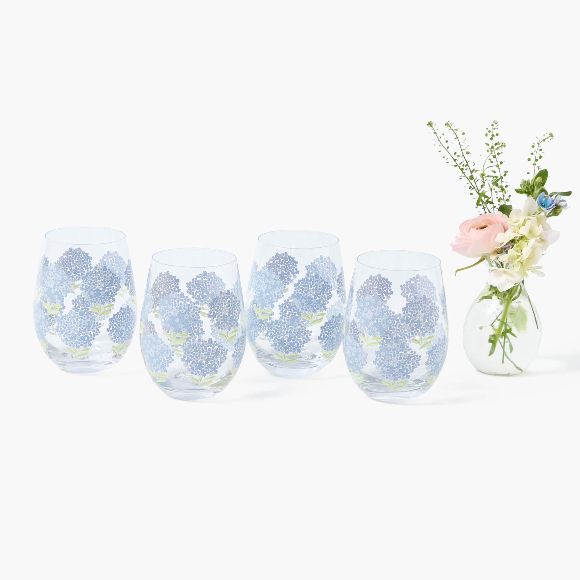 Blue Hydrangea Glasses (Set of 4)