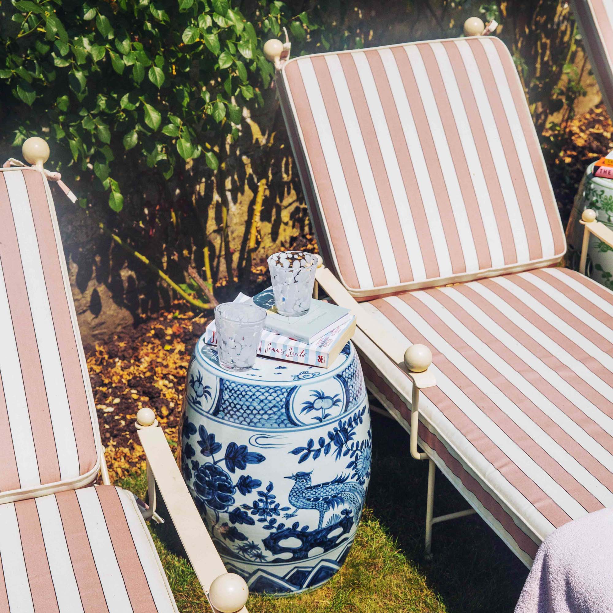 Blue Chinoiserie Ceramic Stool
