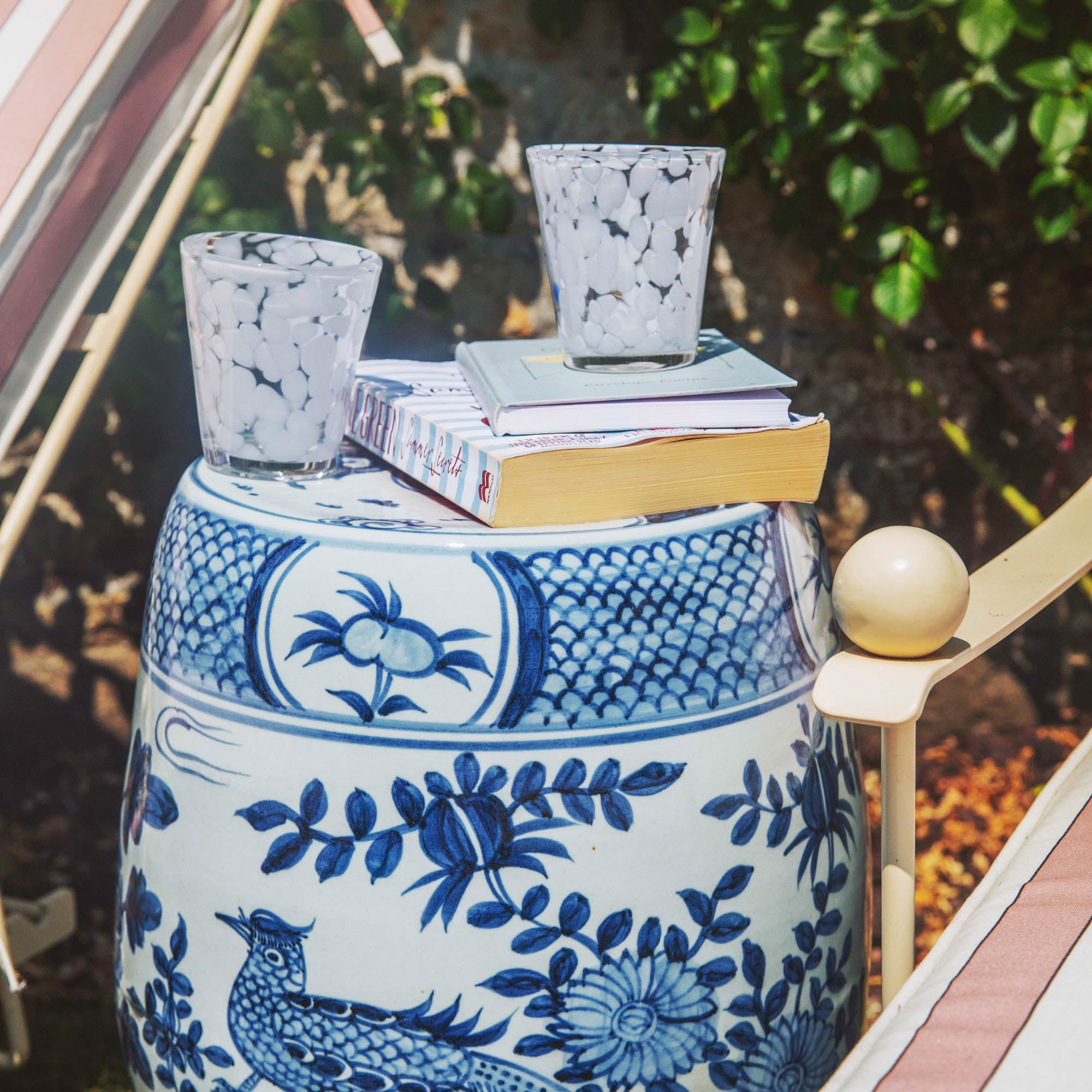Blue Chinoiserie Ceramic Stool