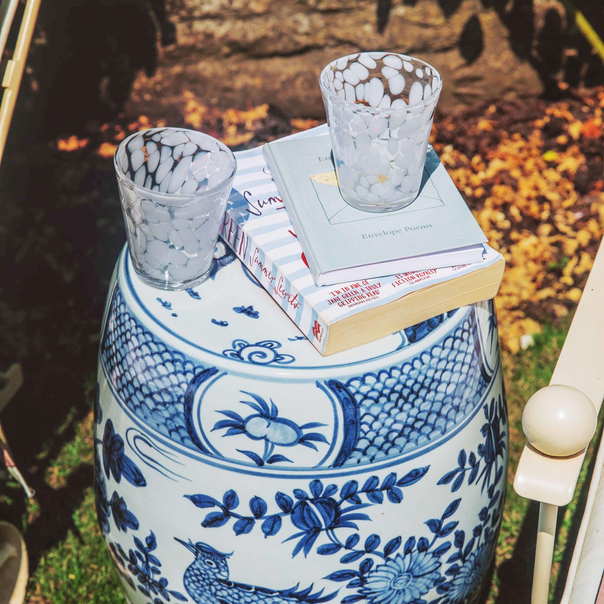Blue Chinoiserie Ceramic Stool