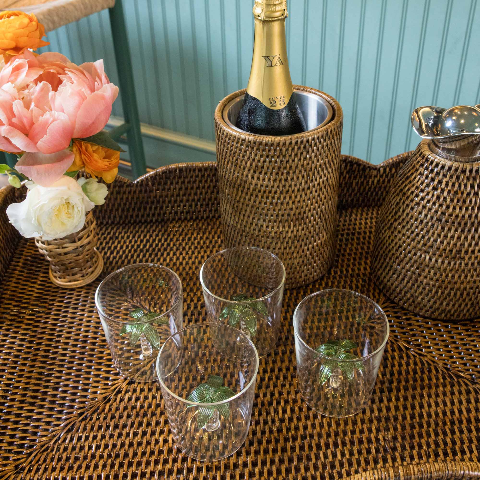 Dark Brown Rattan Wine Cooler