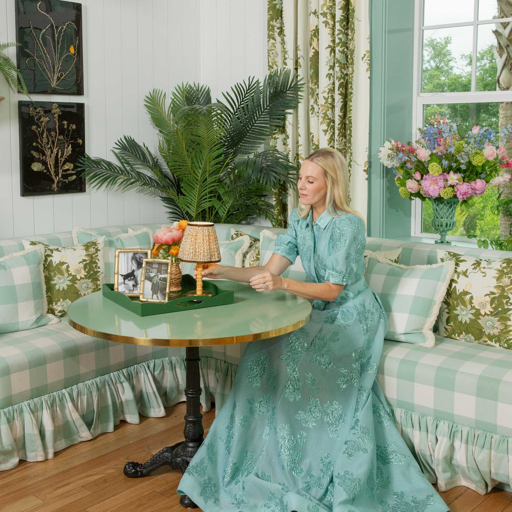 Short Bamboo Rechargeable Lamp with Leopard Shade (18cm)