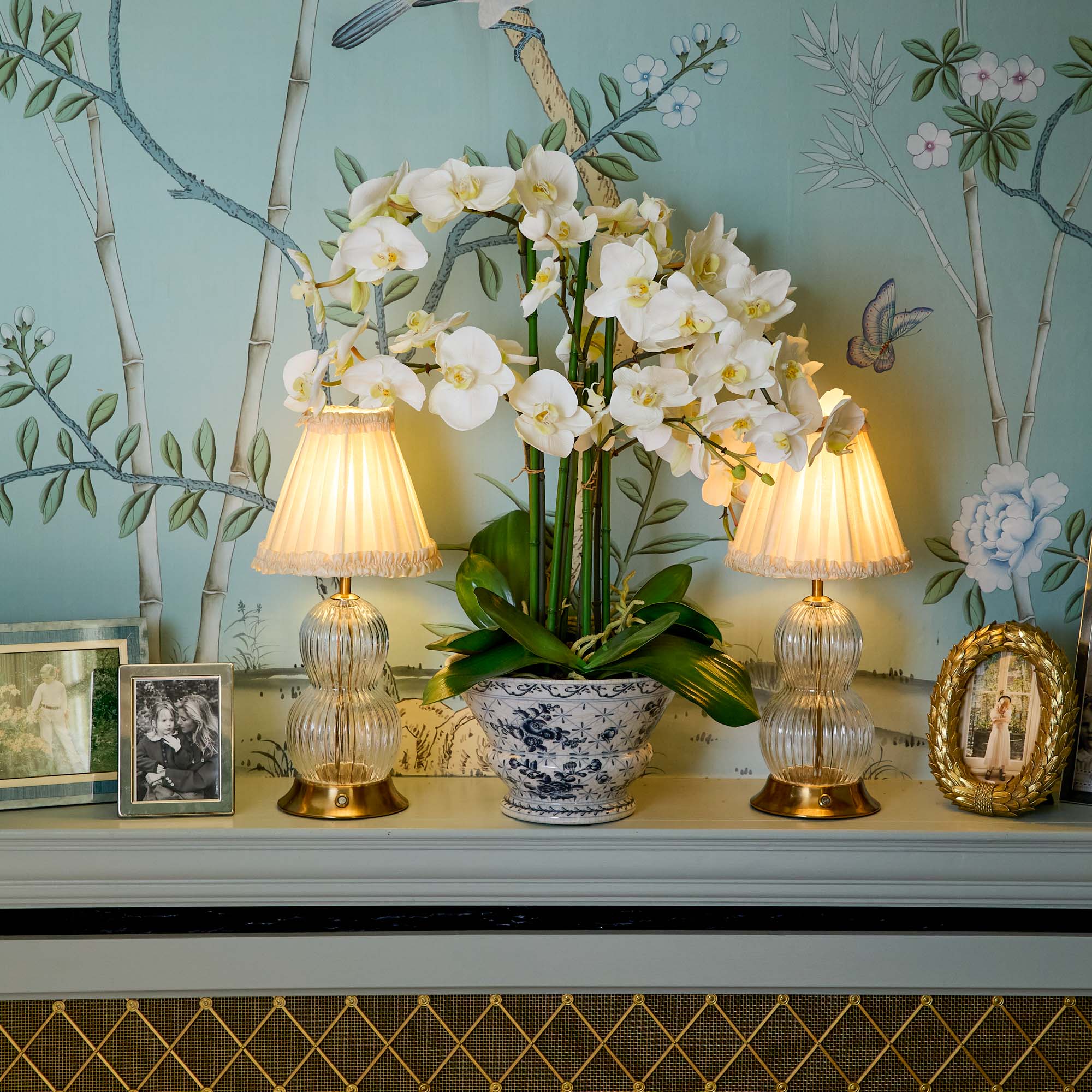 Faux Orchid in Chinoiserie Planter