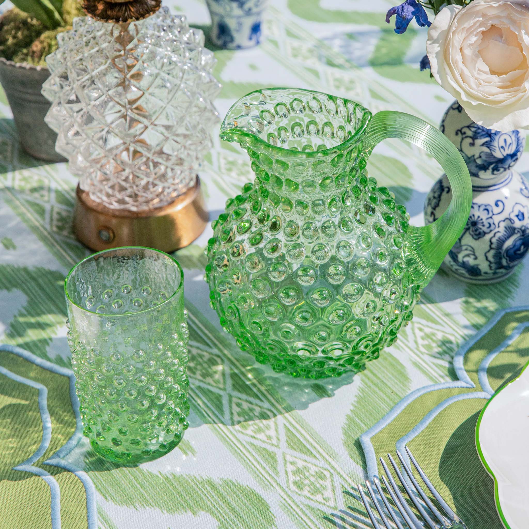 Emerald Hobnail Glasses (Set of 6)