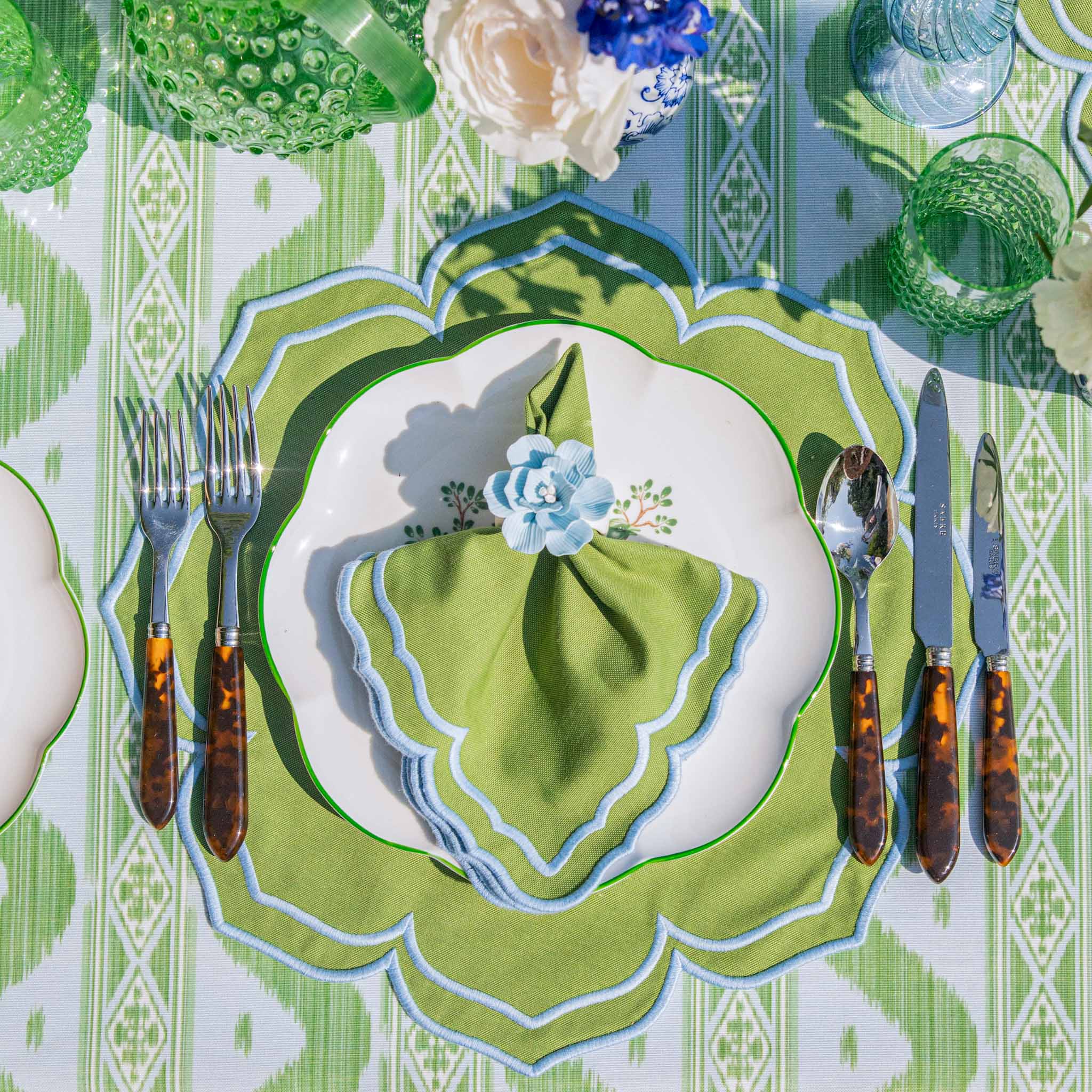 Soft Blue Fiore Napkin Rings (Set of 4)