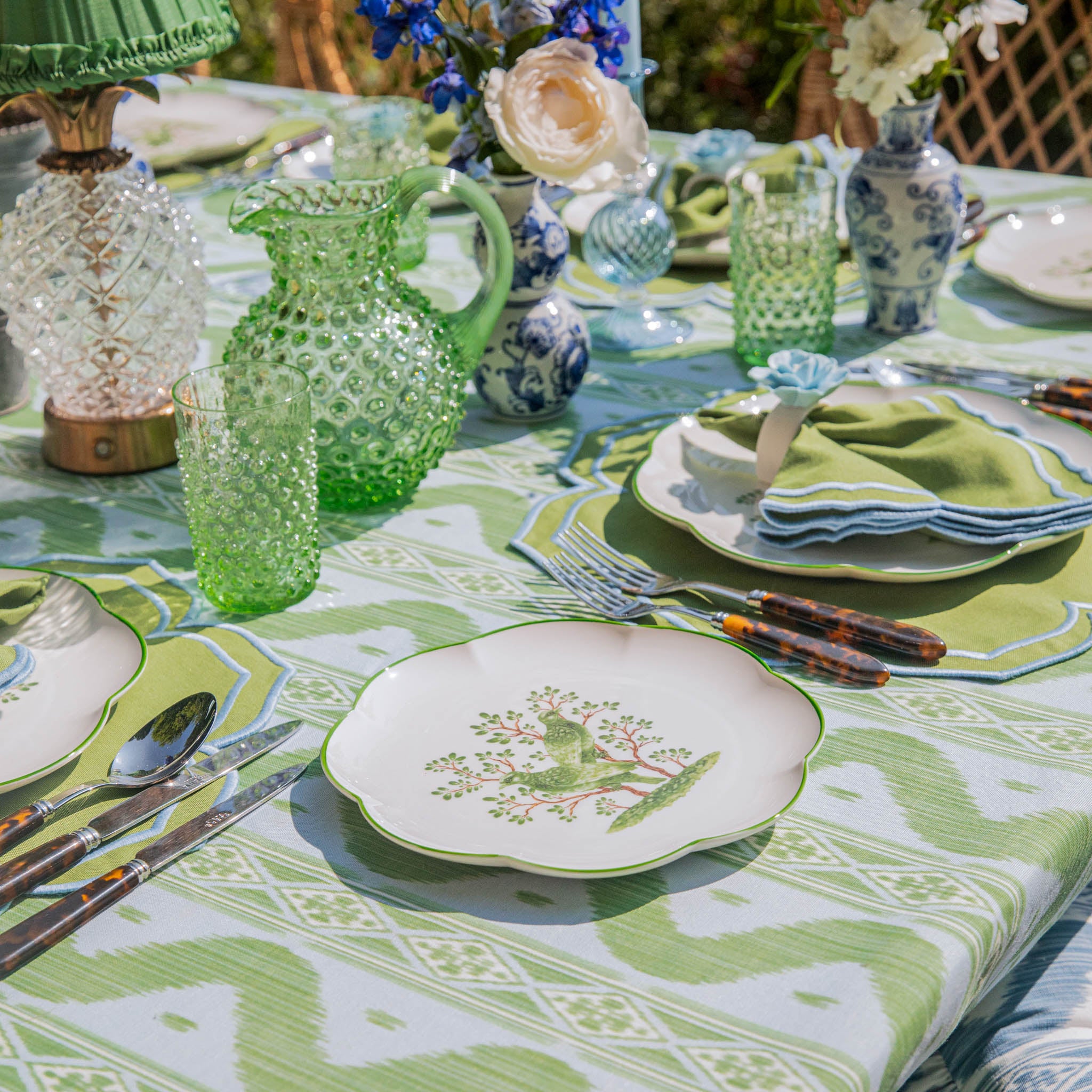 Emerald Hobnail Glasses (Set of 6)