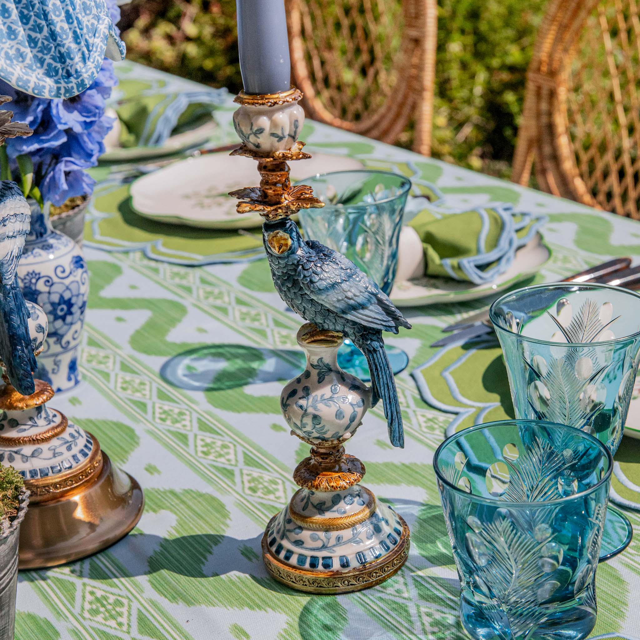 Blue Palm Water Glasses (Set of 4)