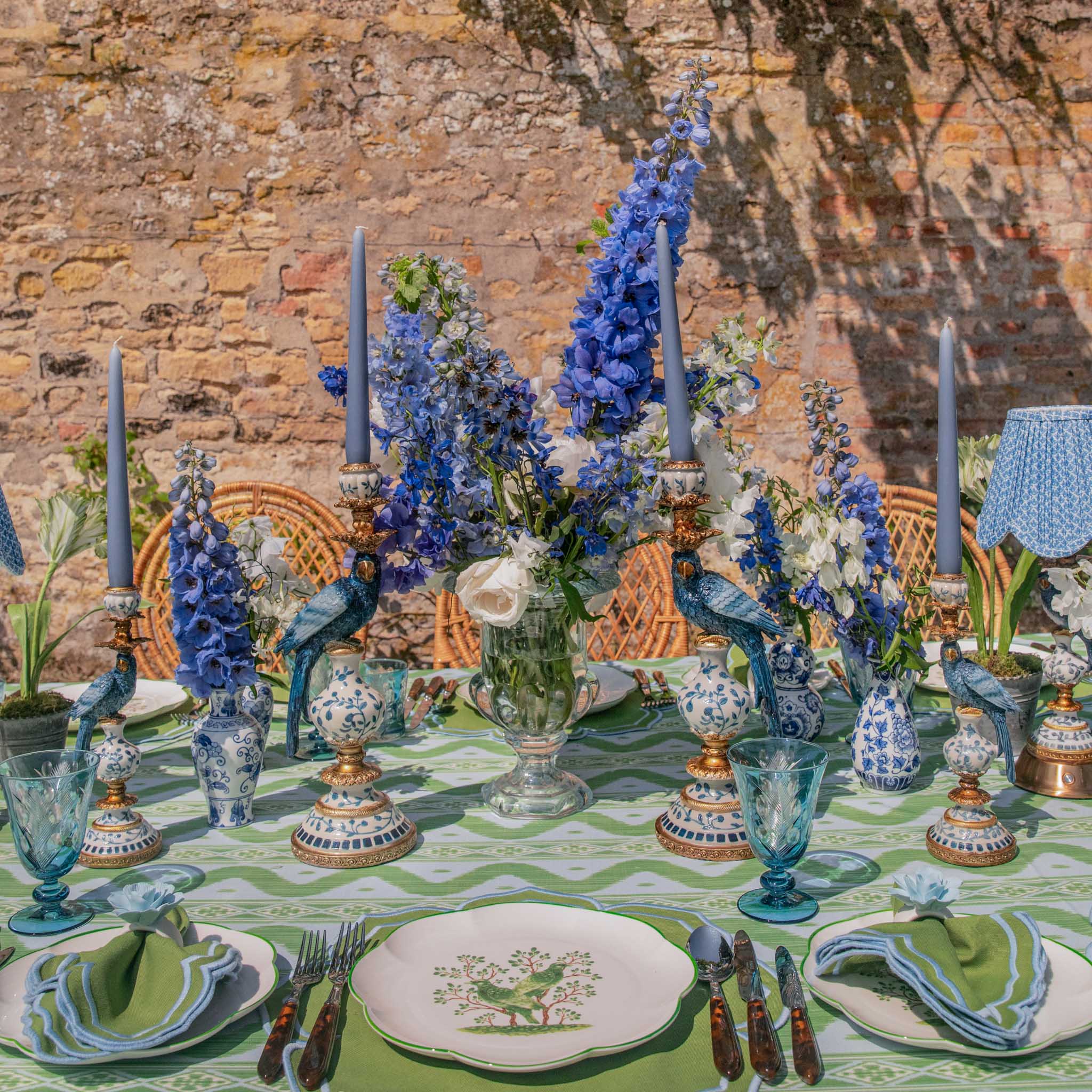 Blue Parrot Candle Holder (Pair)