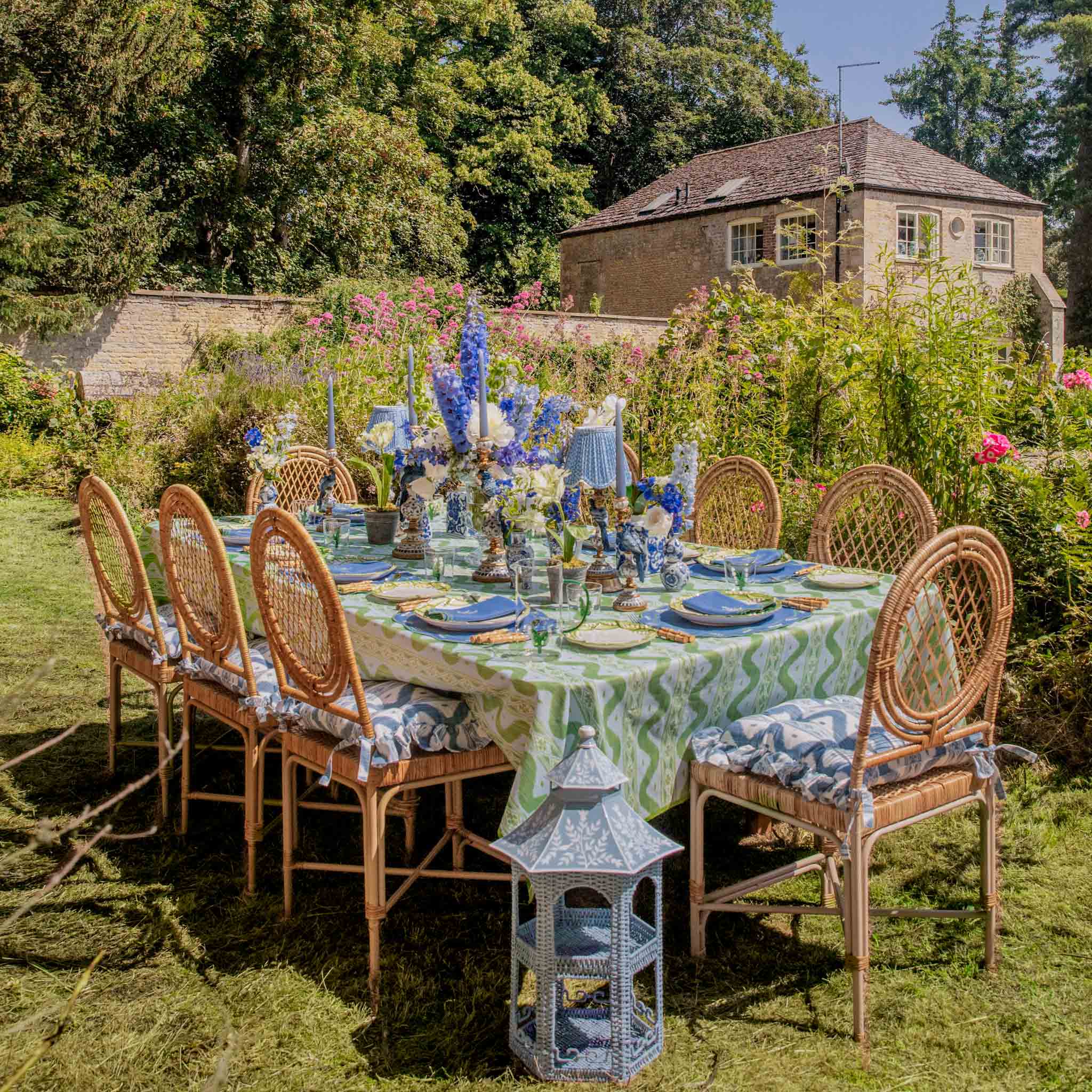 Lily of the Valley Blue Linen Placemats (Set of 4)