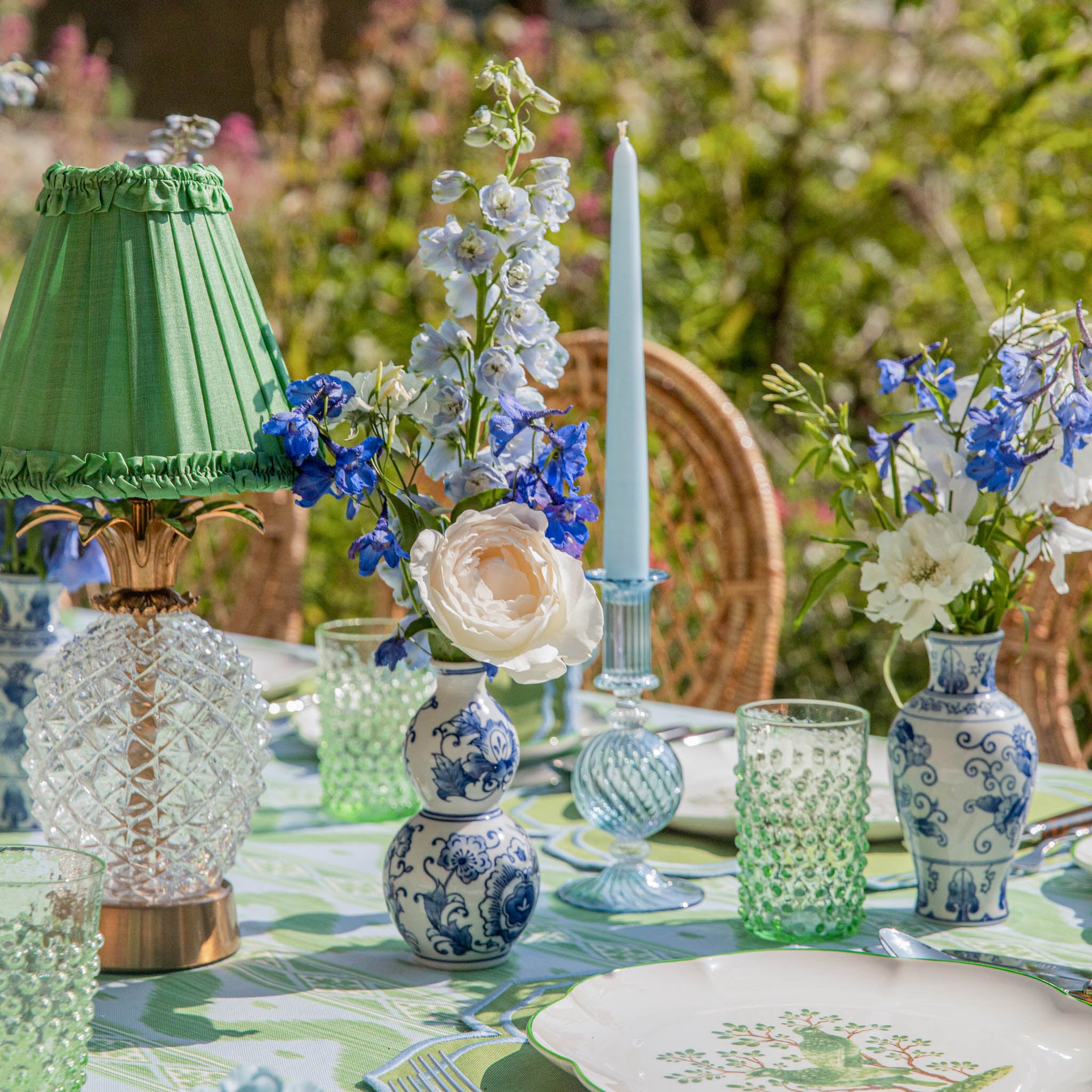 Small Camille Azure Candle Holders (Pair)