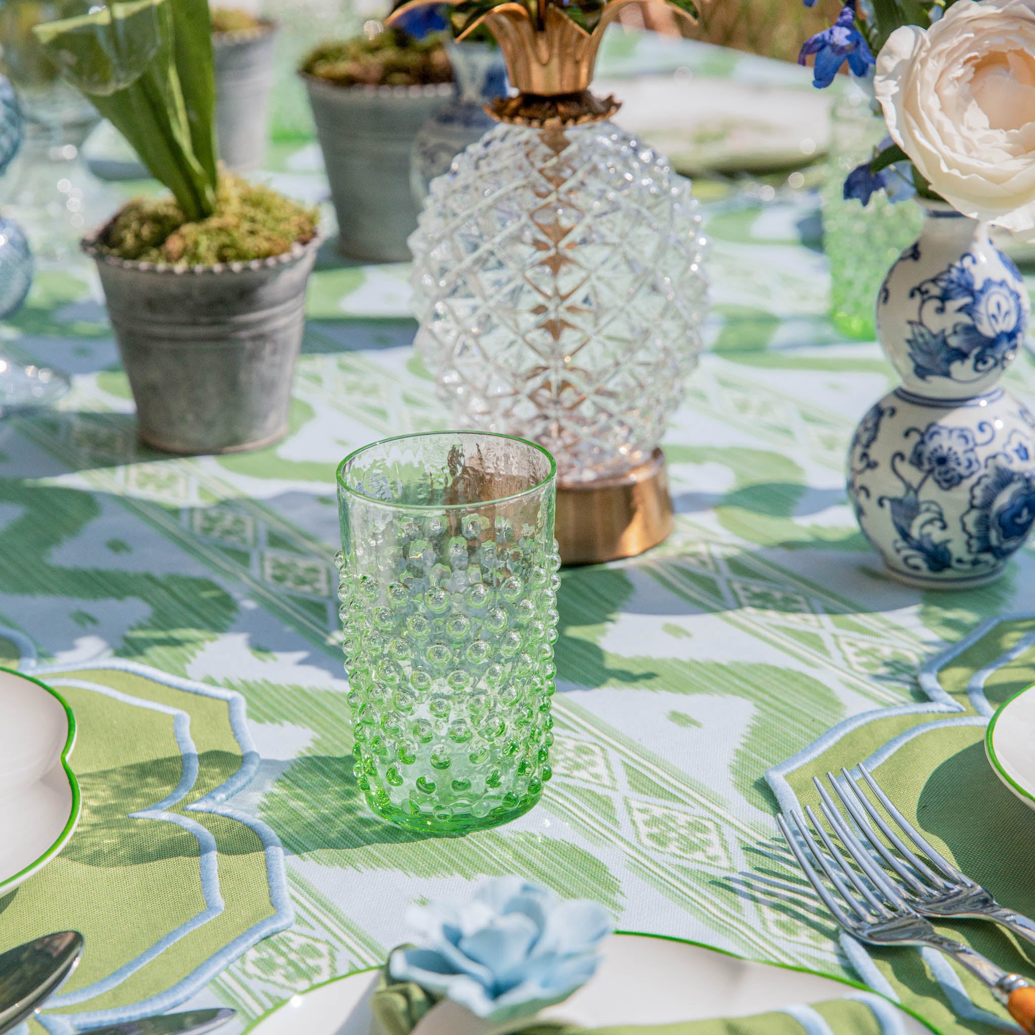 Emerald Hobnail Glasses (Set of 6)