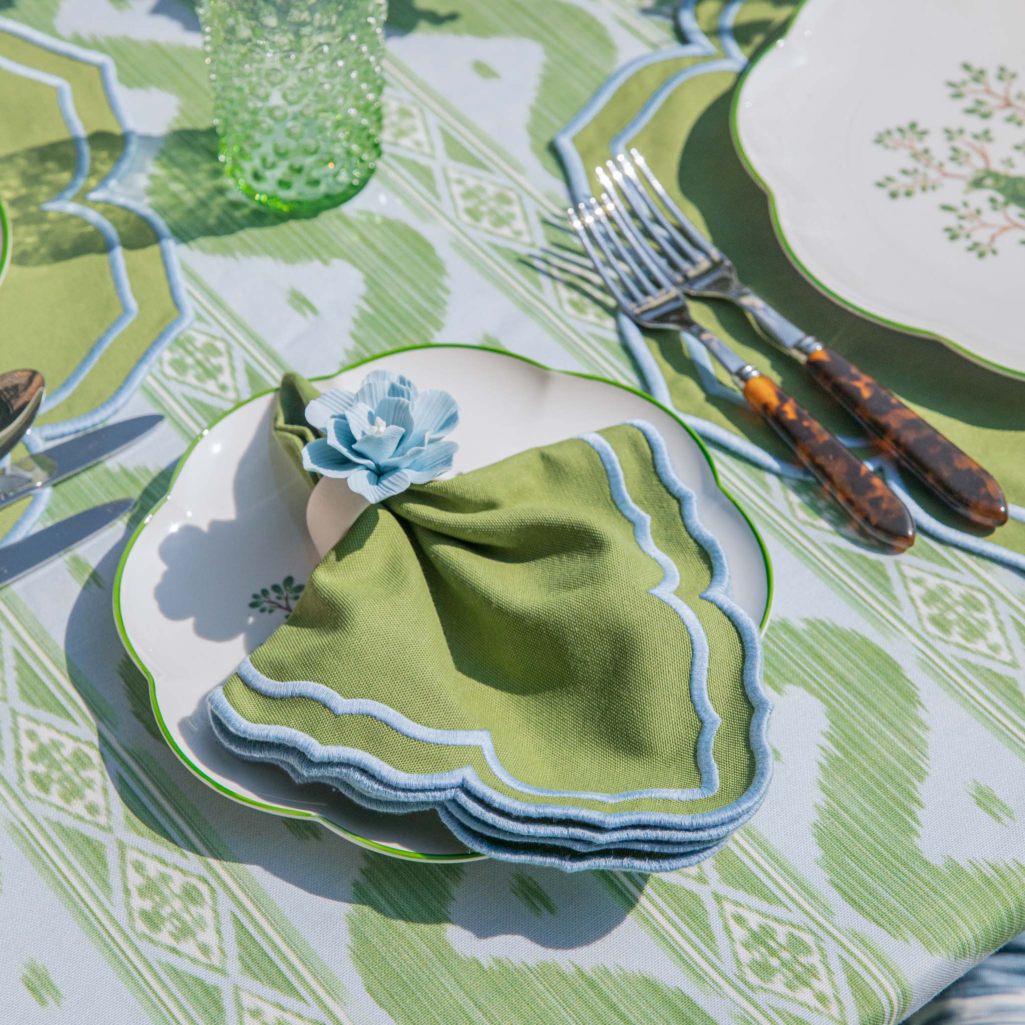 Soft Blue Fiore Napkin Rings (Set of 4)