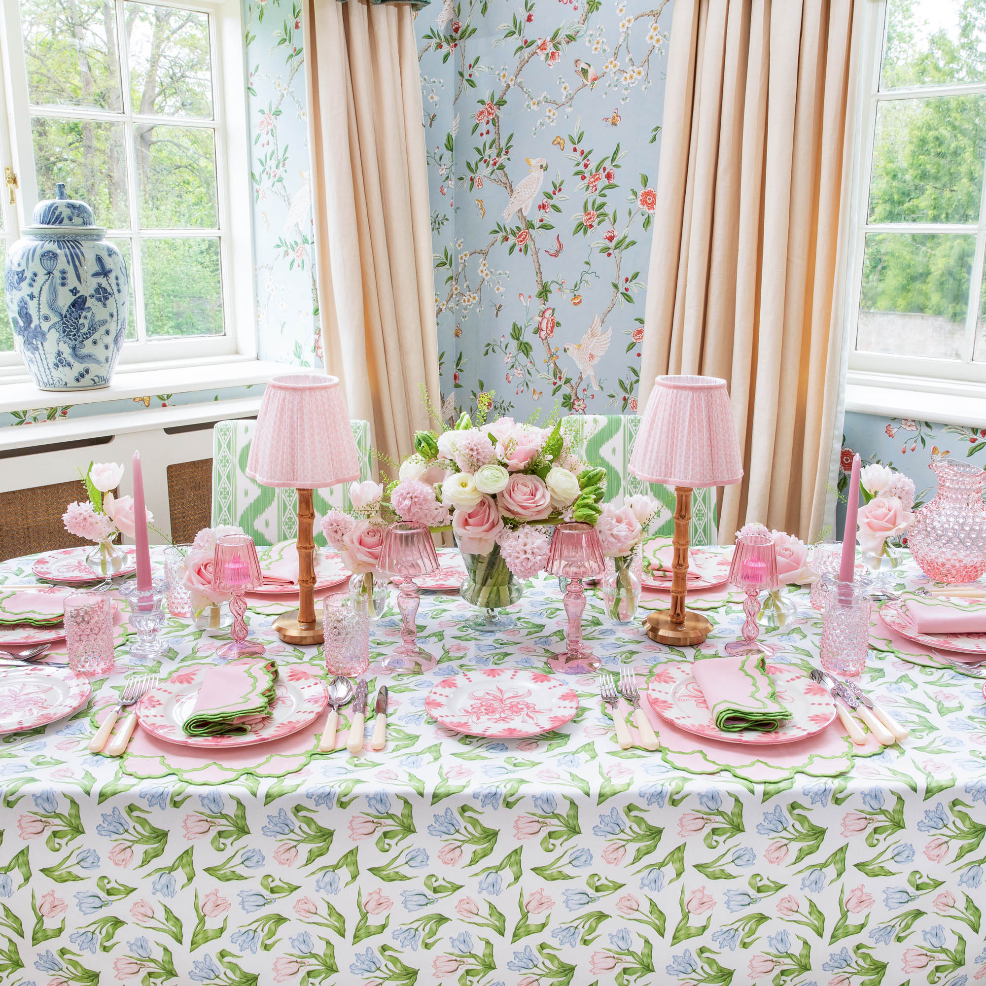 Lily Pink & Green Placemats (Set of 4)