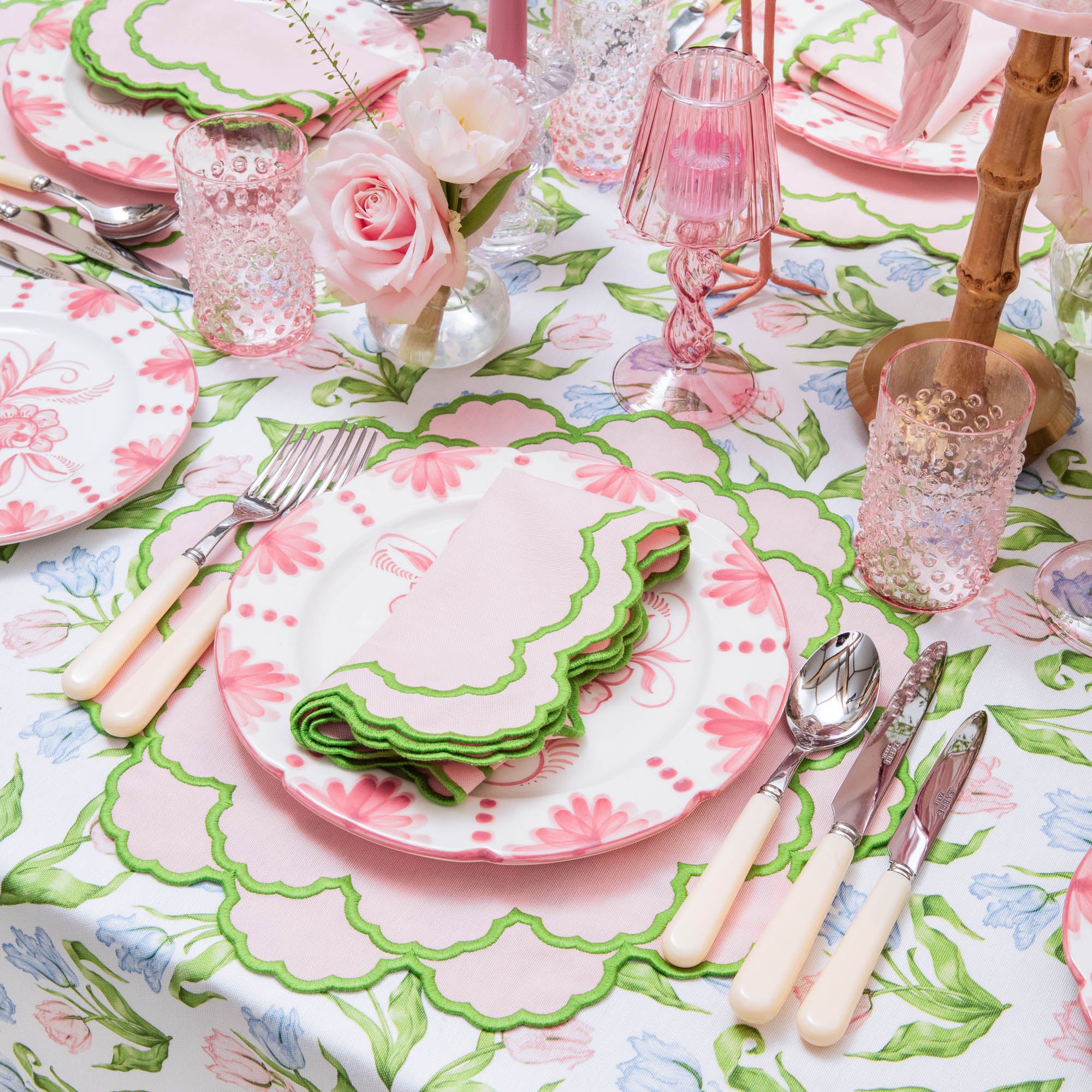 Pink Glass Lantern Tea Light Holder (Pair) - 18cm