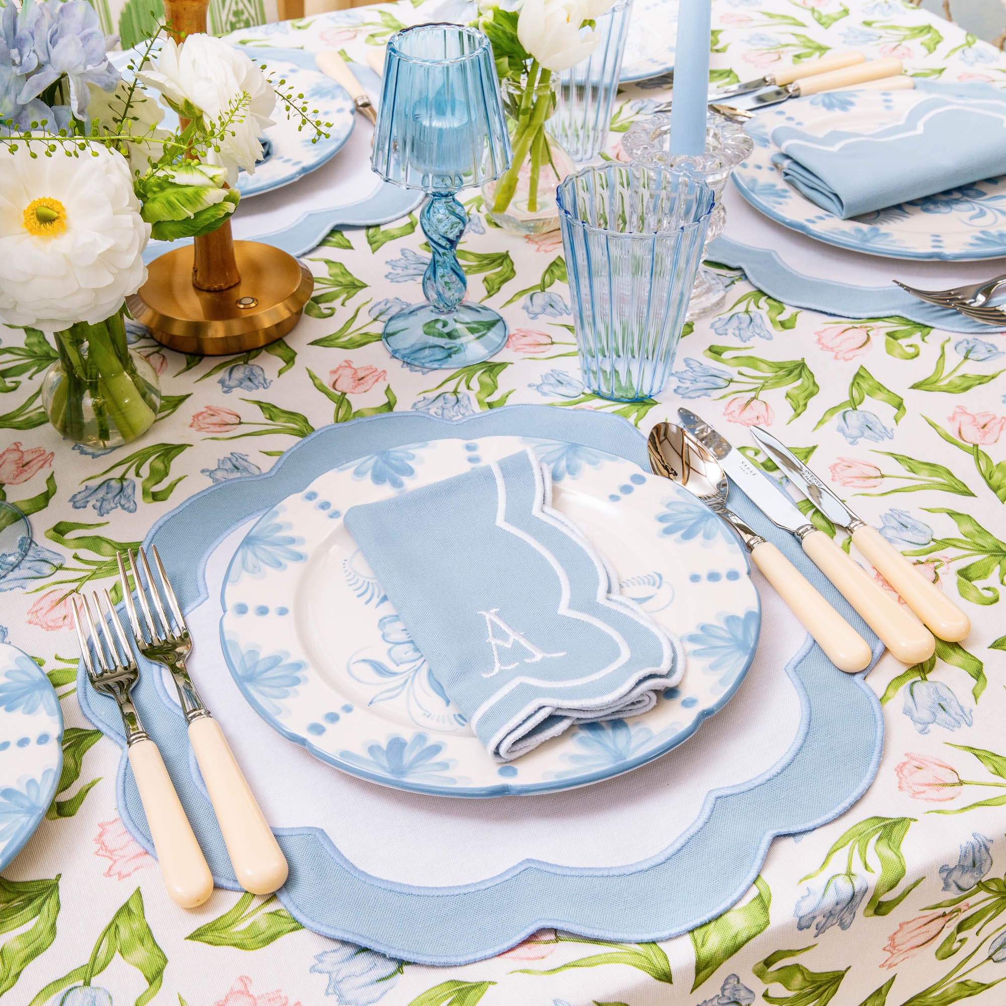 Blue Fluted Glassware (Set of 8)