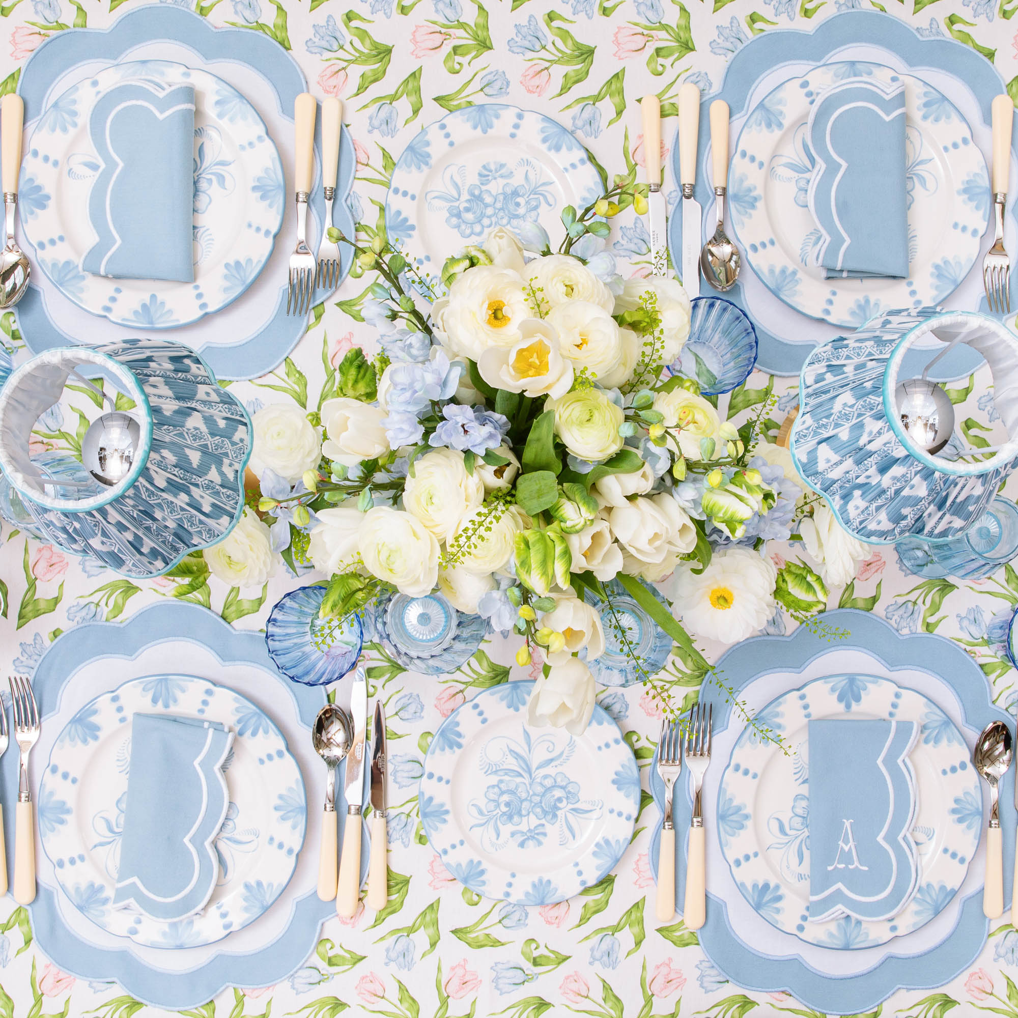 Serena Appliqué Blue Napkins (Set of 4)
