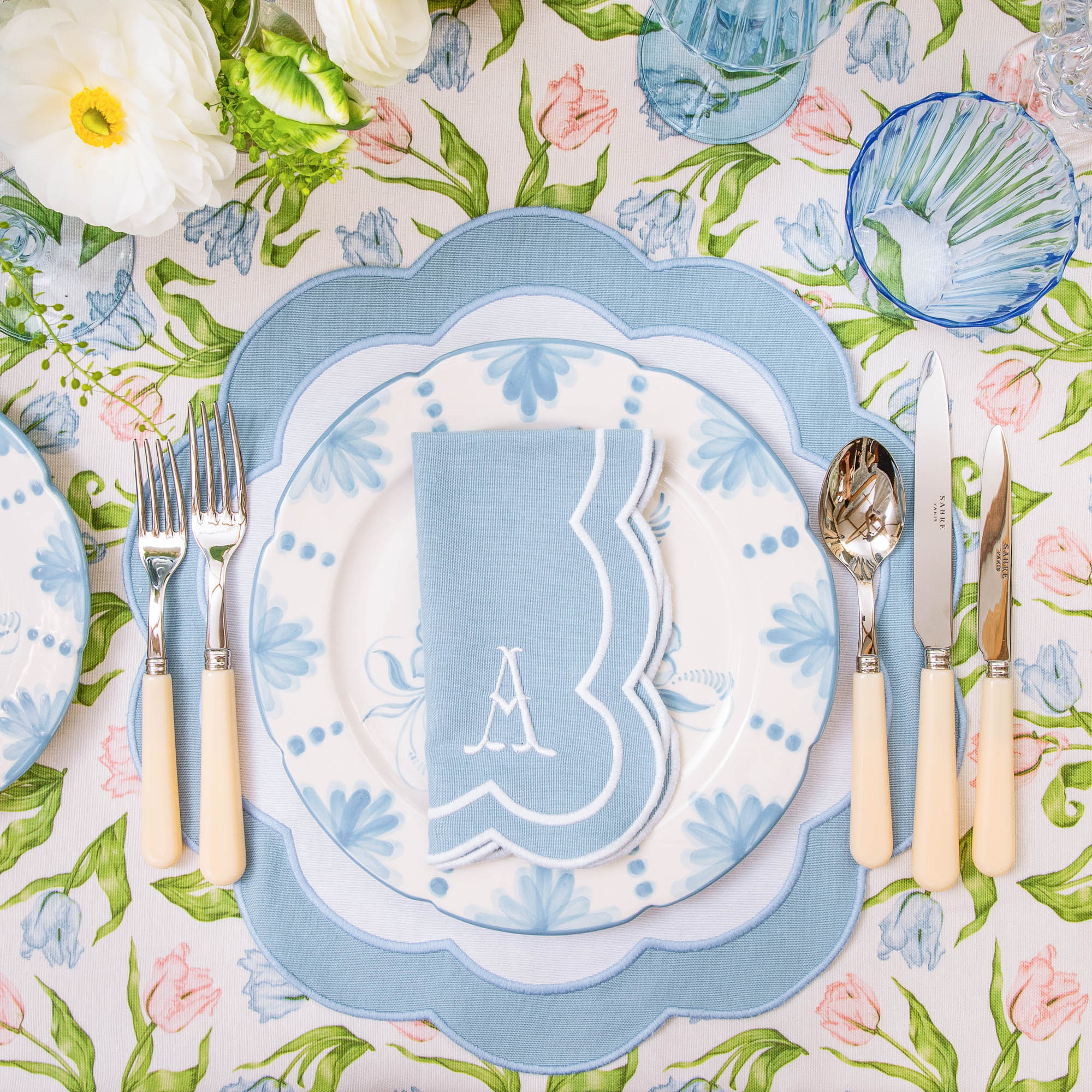 Serena Appliqué Blue Napkins (Set of 4)