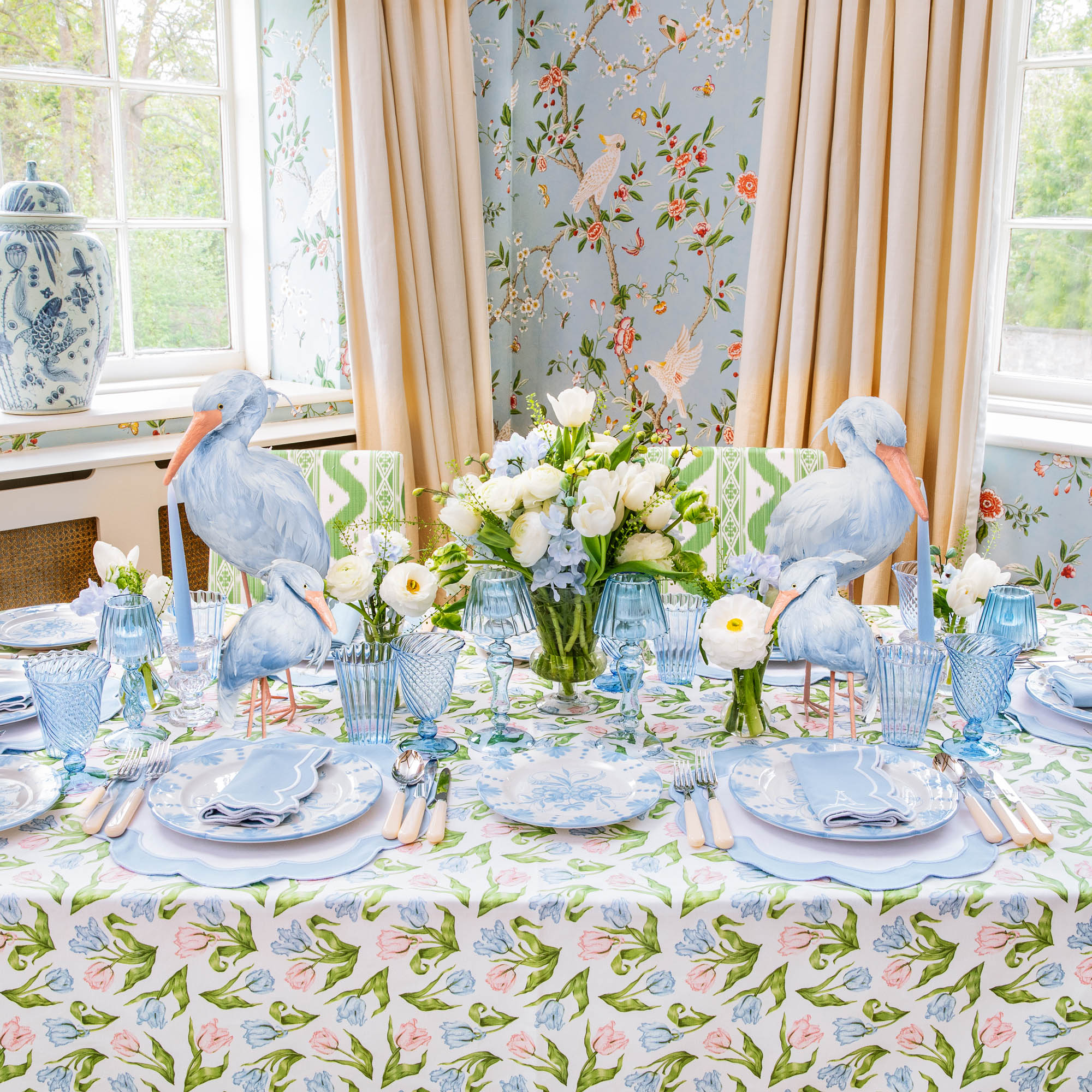 Blue Fluted Glassware (Set of 8)