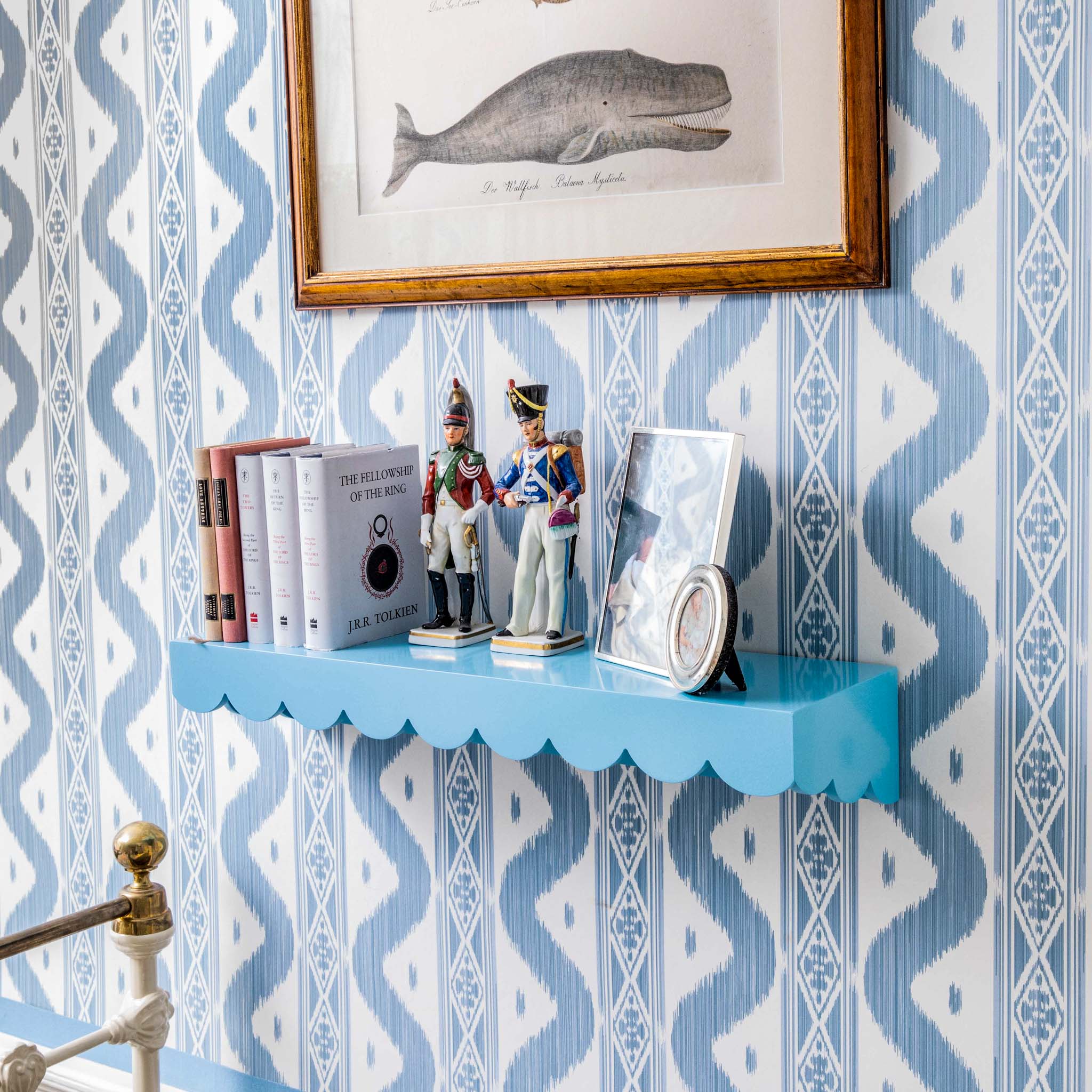 Soft Blue Scalloped Lacquer Shelf