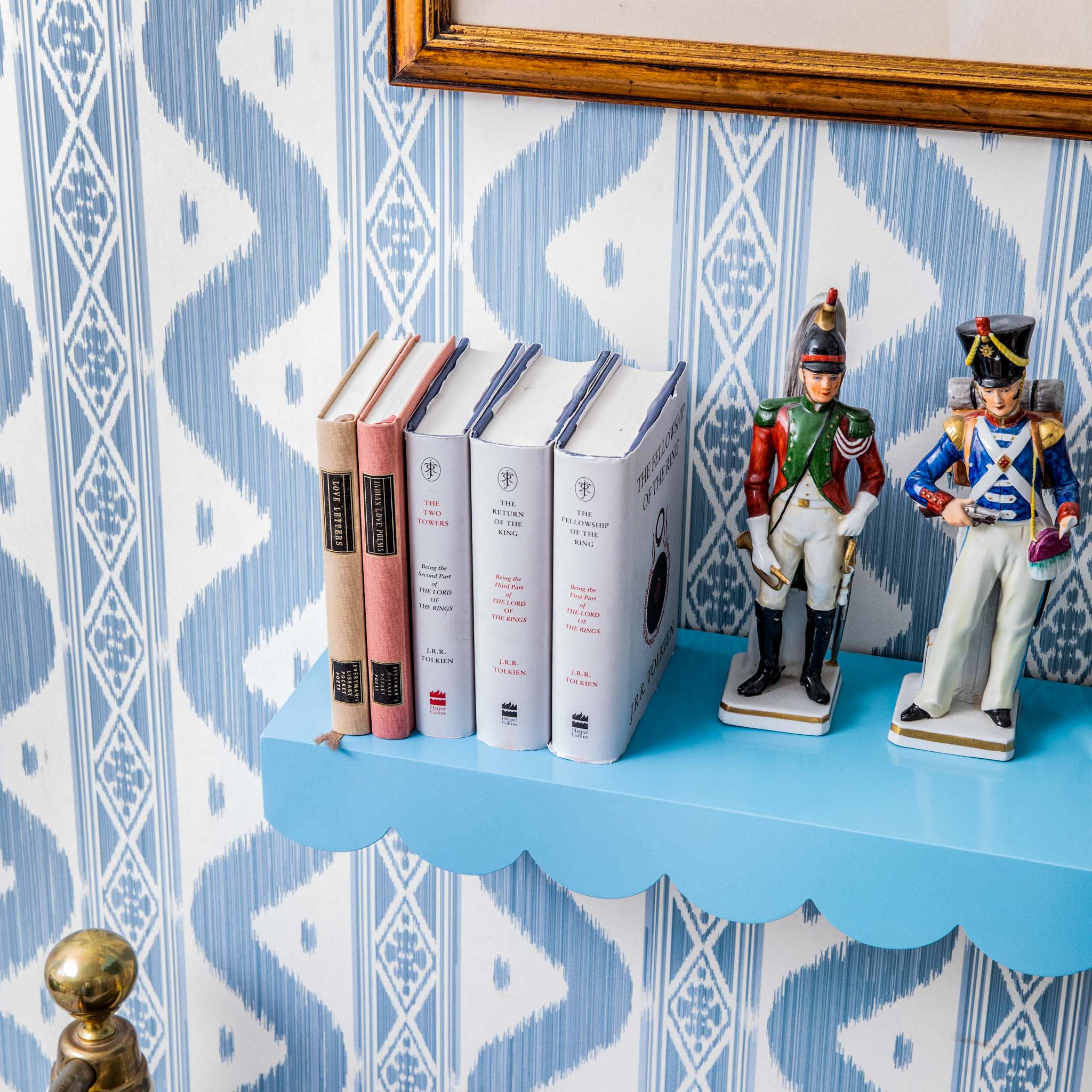 Soft Blue Scalloped Lacquer Shelf