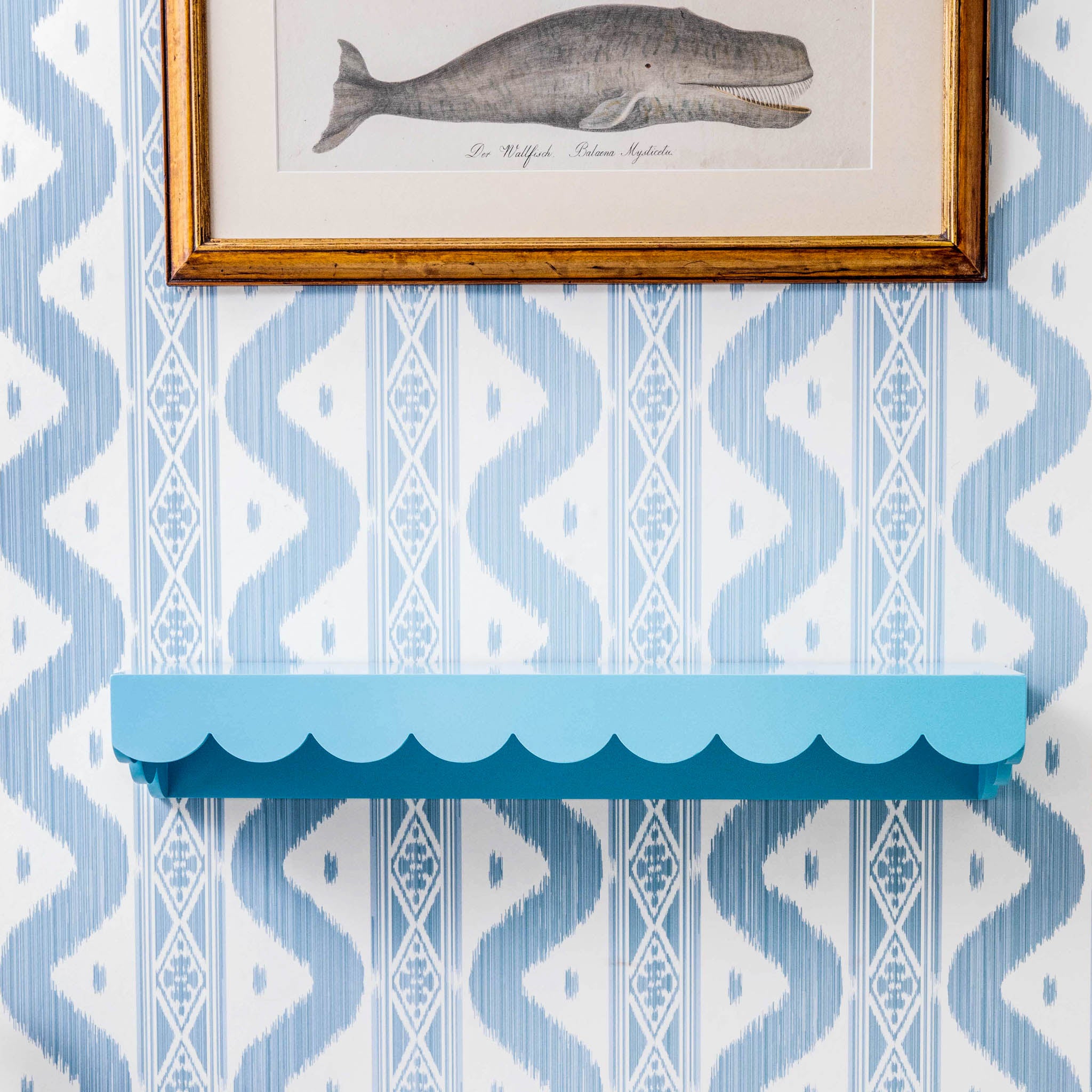 Soft Blue Scalloped Lacquer Shelf