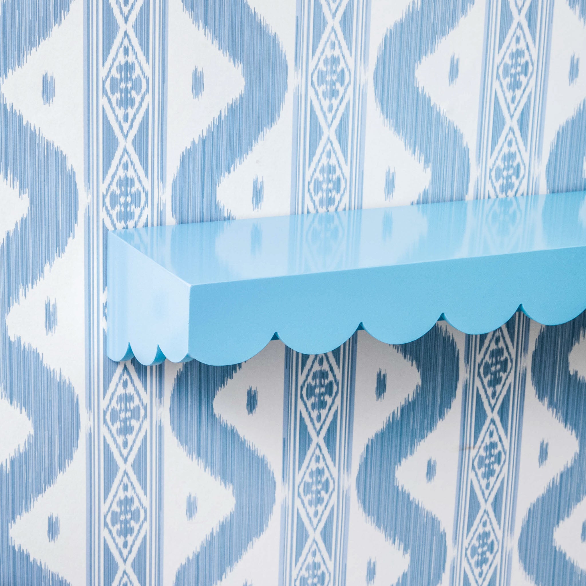 Soft Blue Scalloped Lacquer Shelf