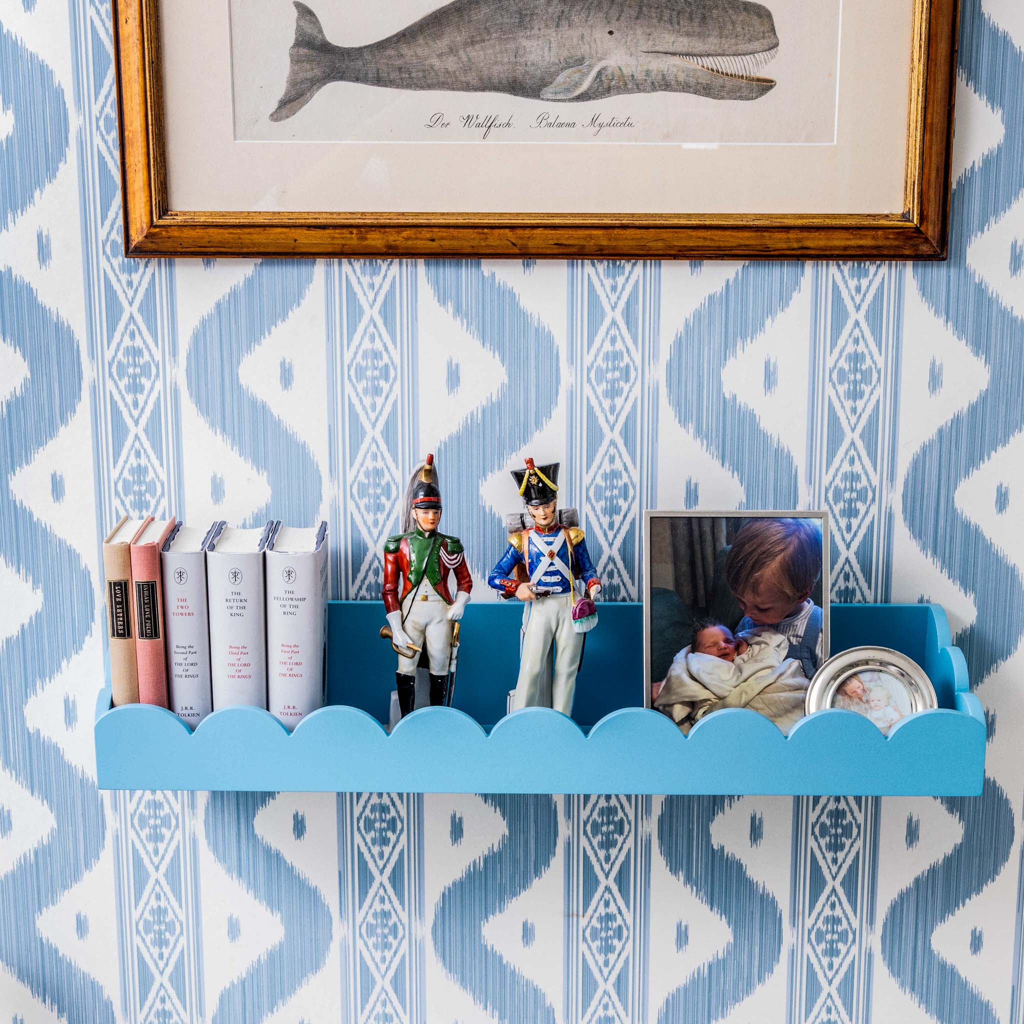 Soft Blue Scalloped Lacquer Shelf