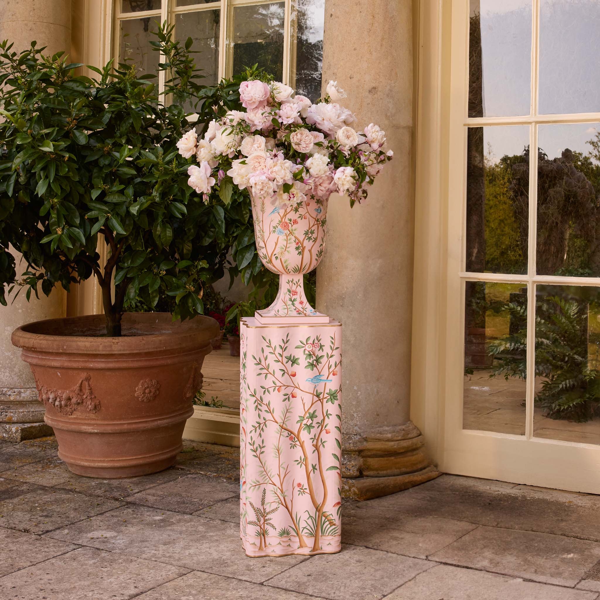 Pink Chinoiserie Tole Urn