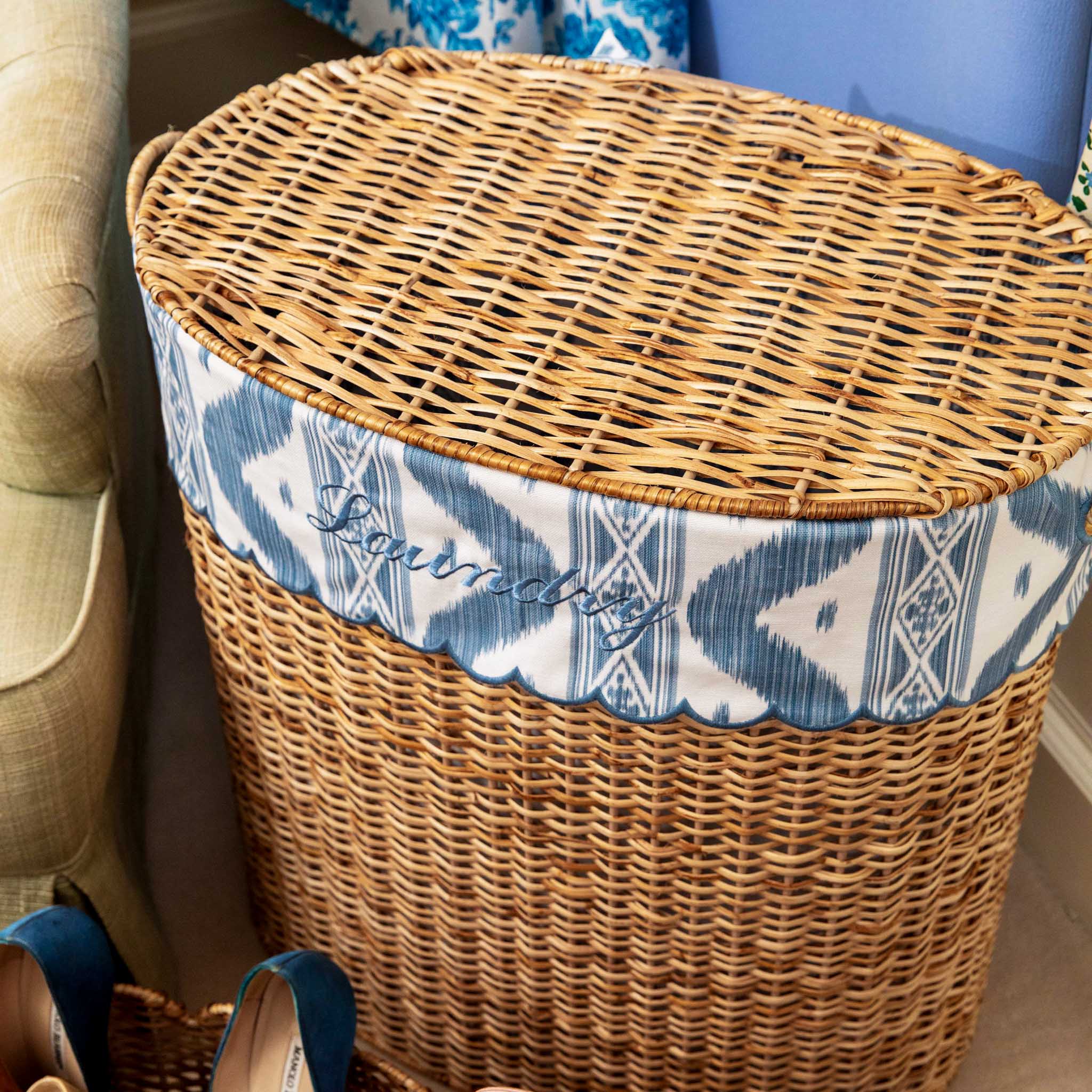 Isabella Rattan Laundry Basket with Ikat Liner