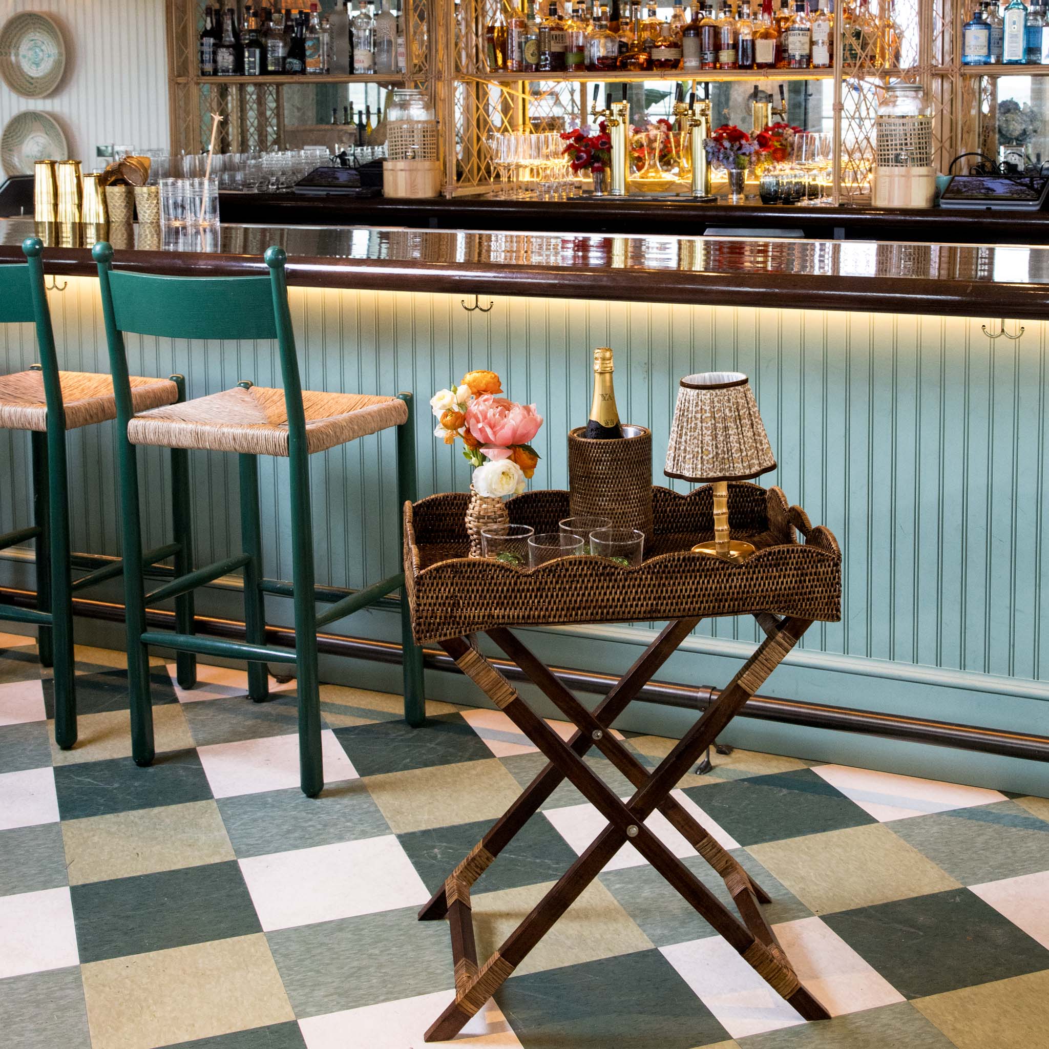 Dark Brown Rattan Butlers Tray