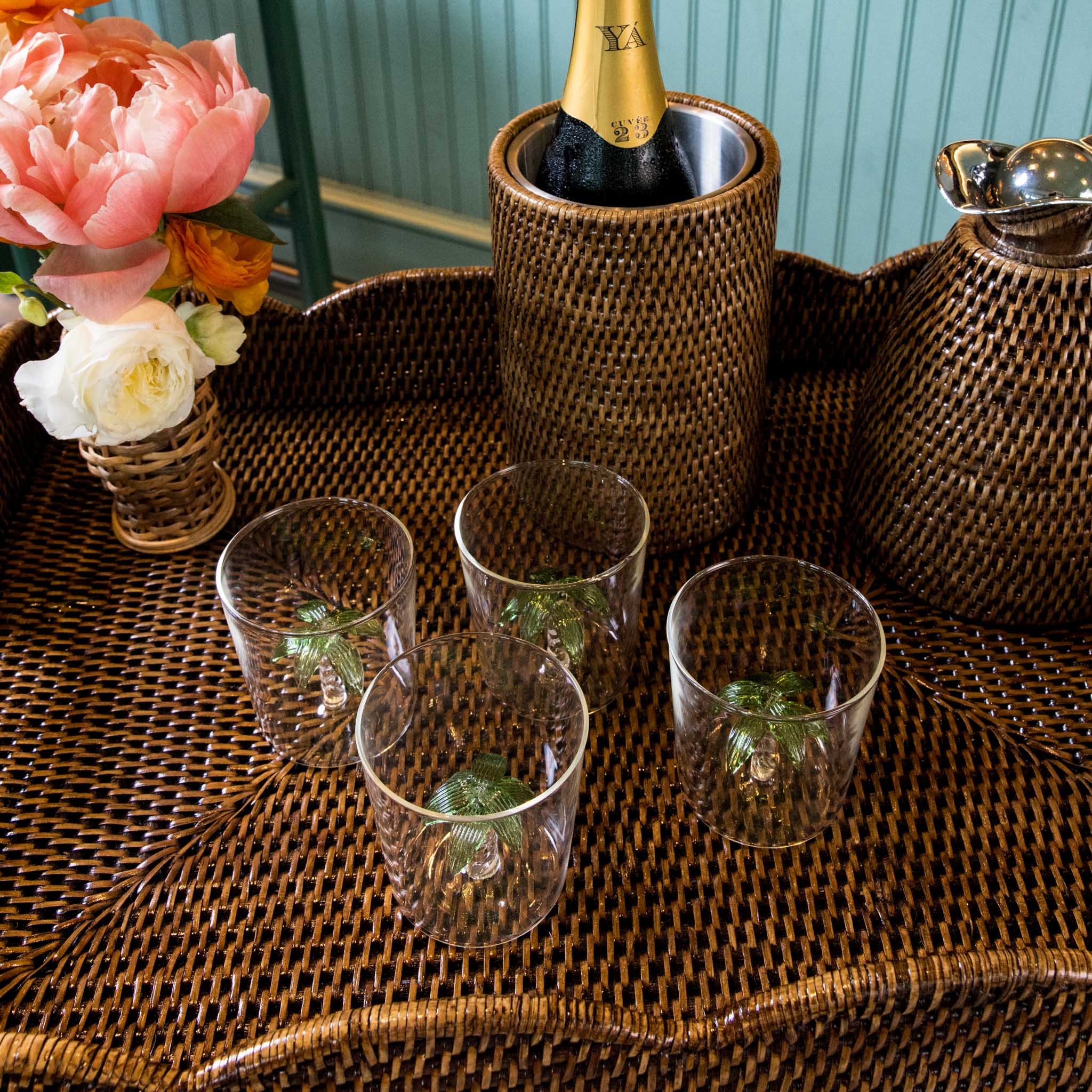 Dark Brown Rattan Butlers Tray