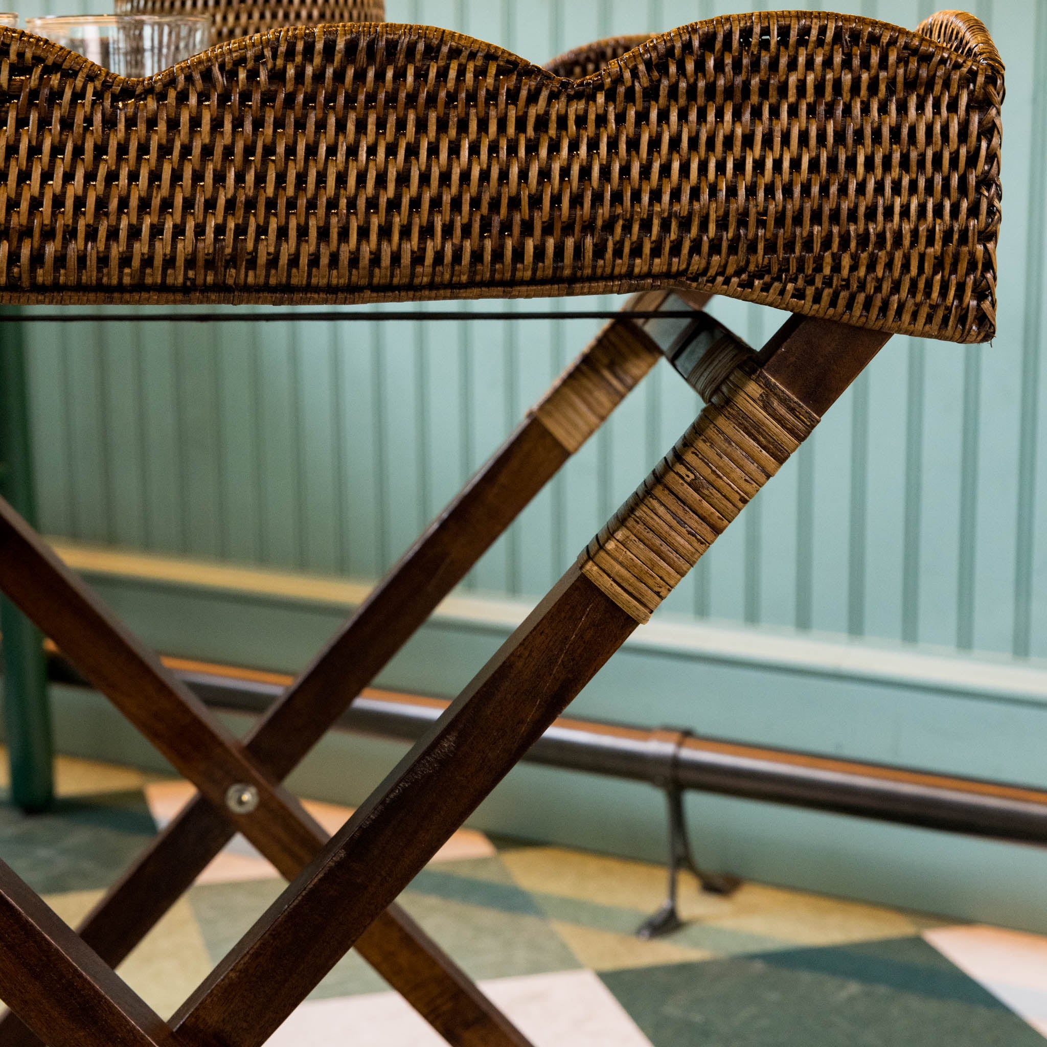 Dark Brown Rattan Butlers Tray