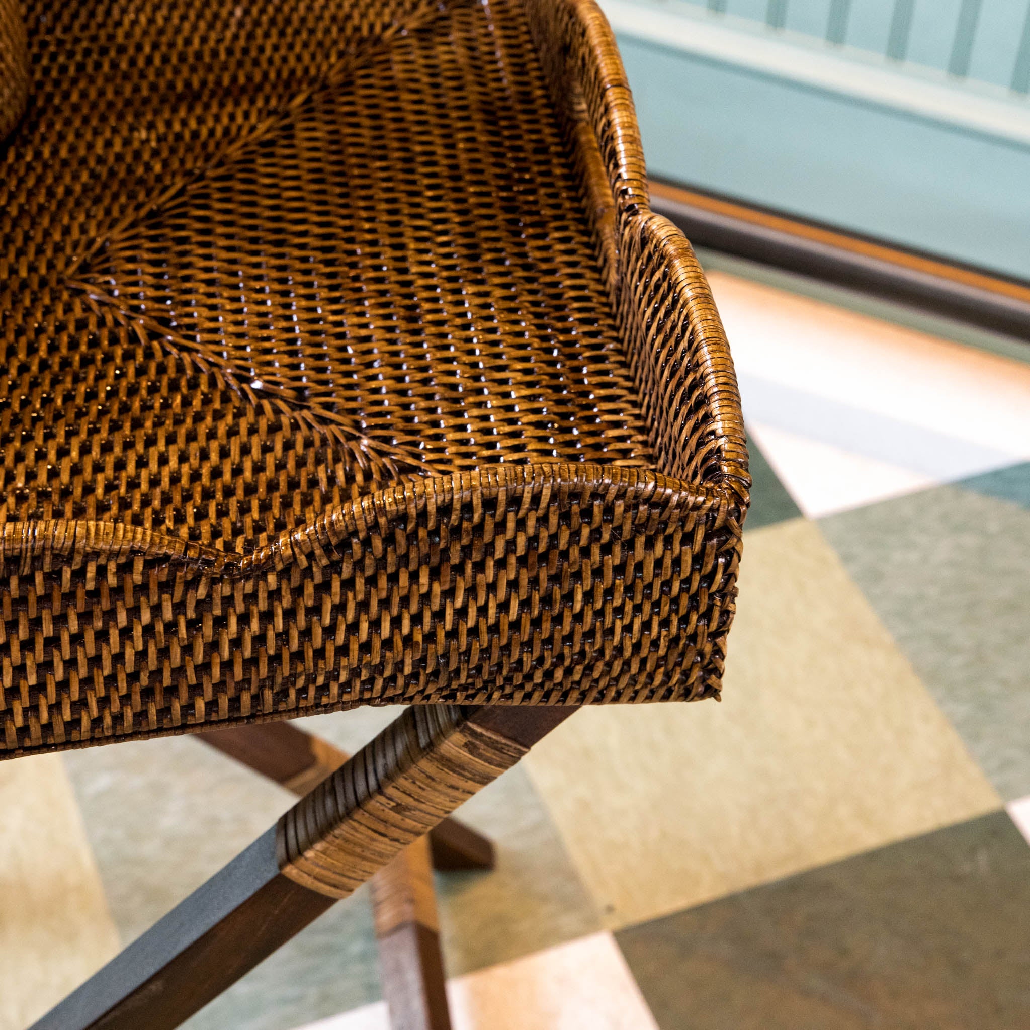 Dark Brown Rattan Butlers Tray