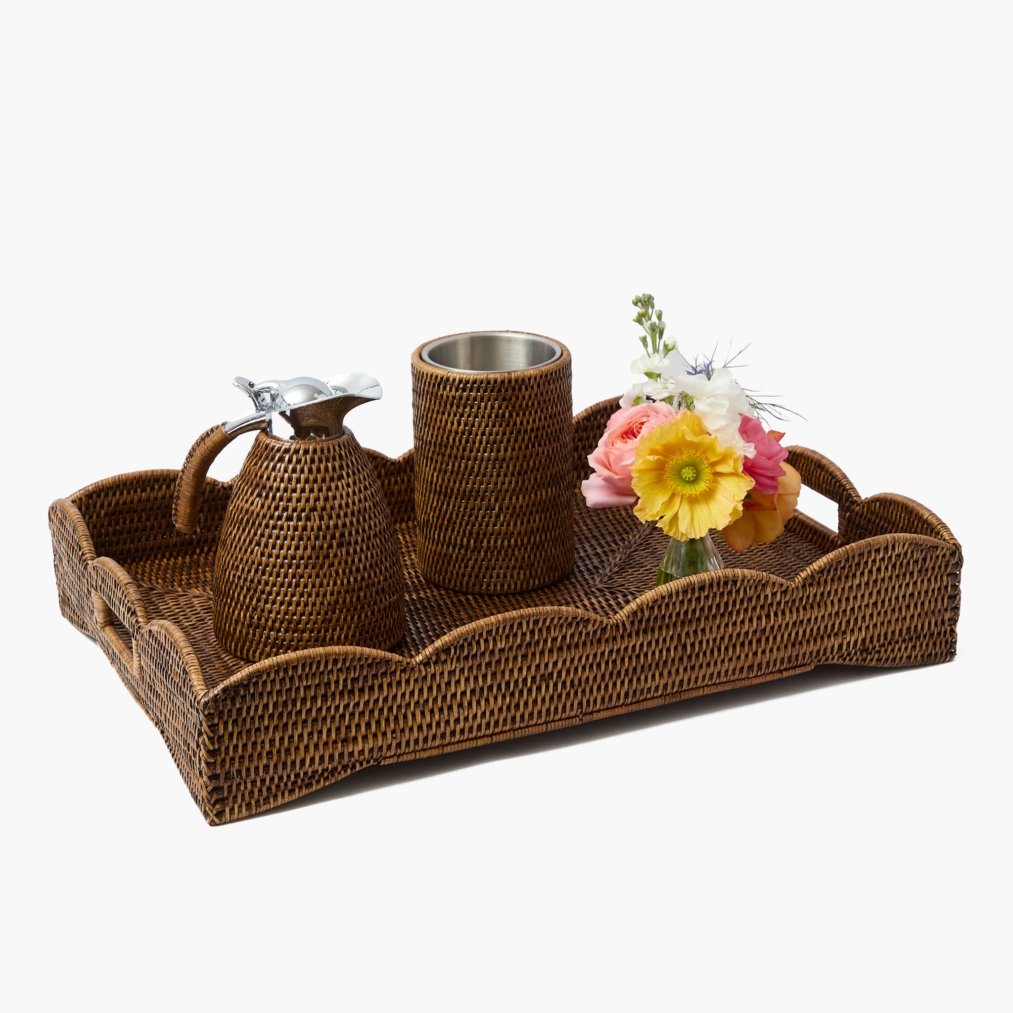 Dark Brown Rattan Butlers Tray