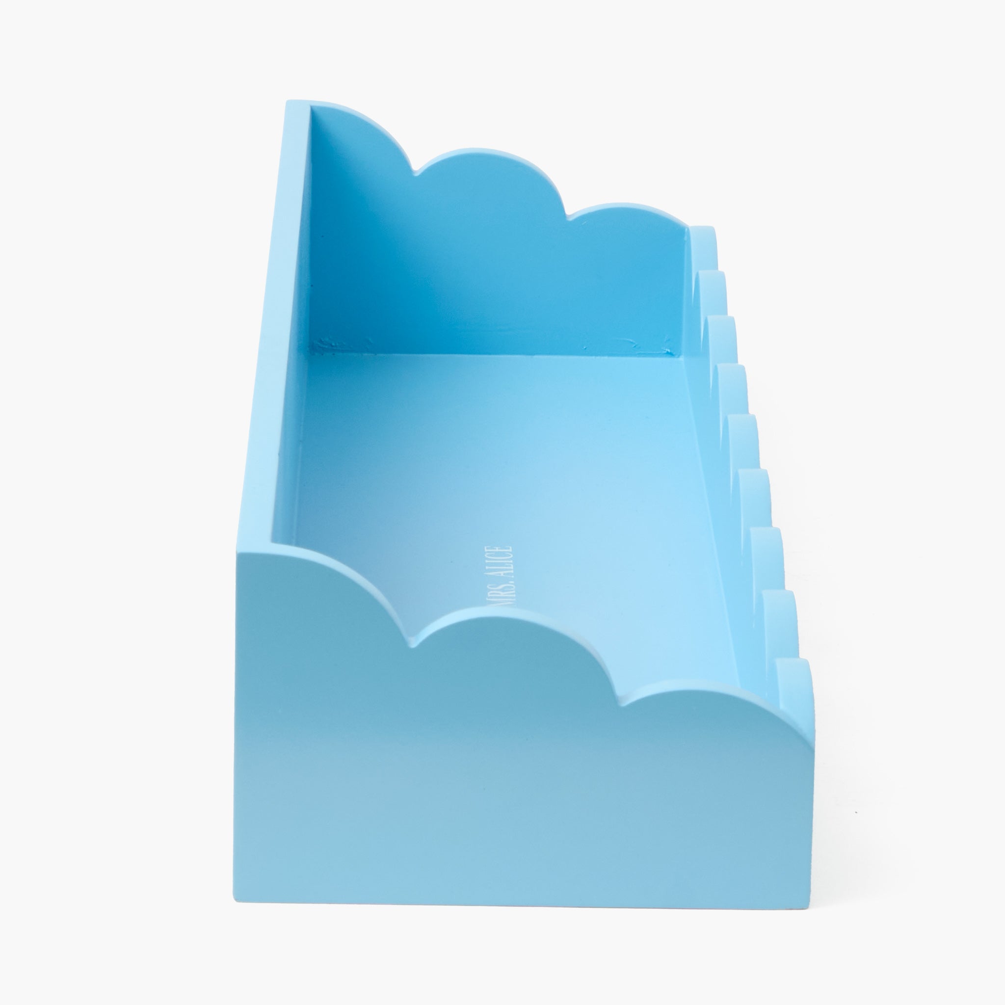 Soft Blue Scalloped Lacquer Shelf