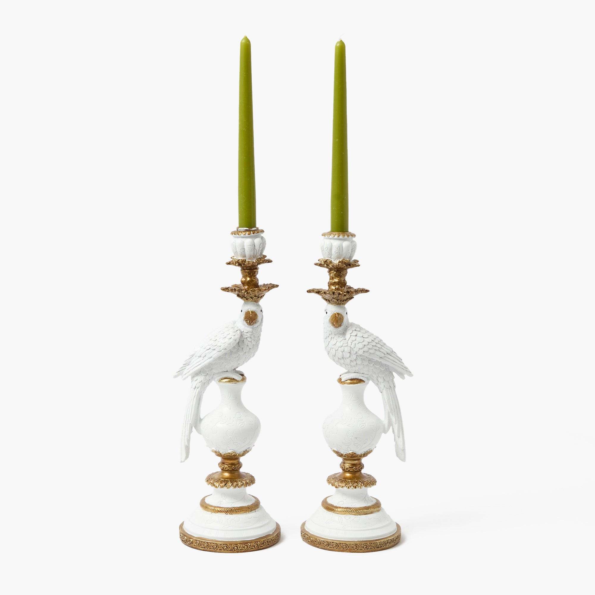 White Parrot Candle Holder (Pair)
