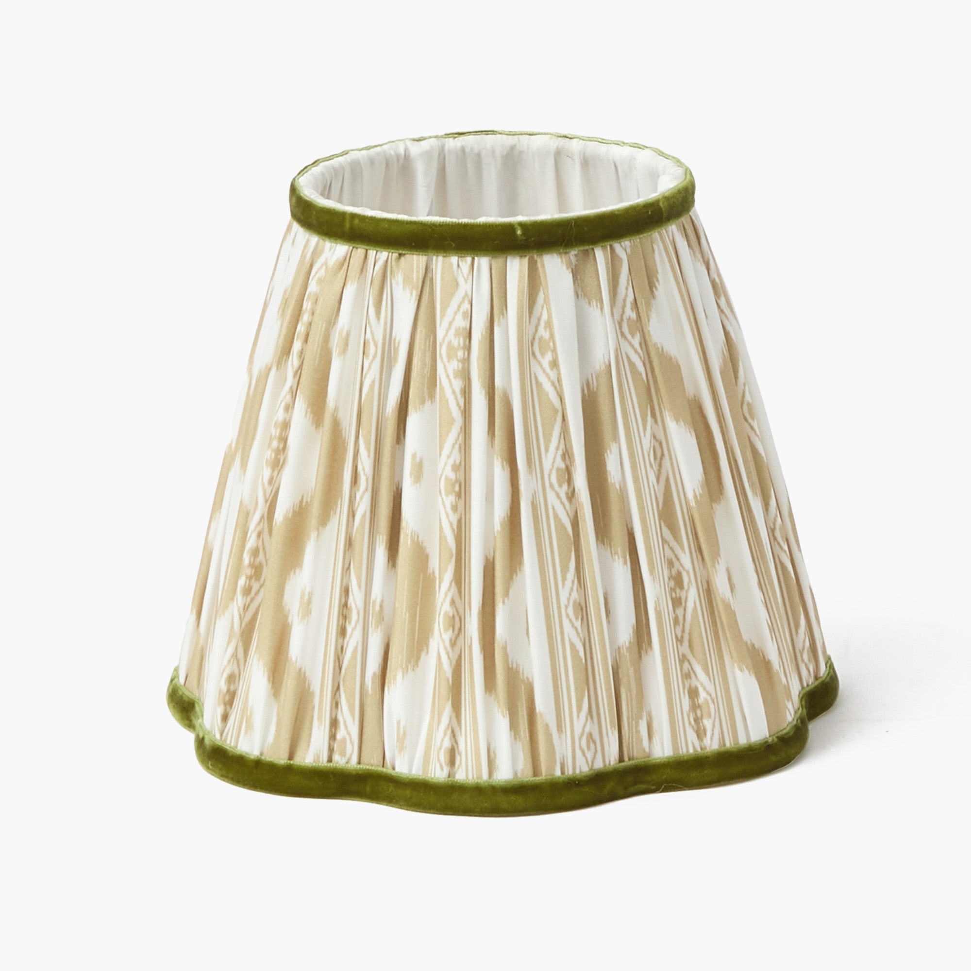 Rattan Ursula Rechargeable Lamp with Putty & Green Ikat Shade (18cm)