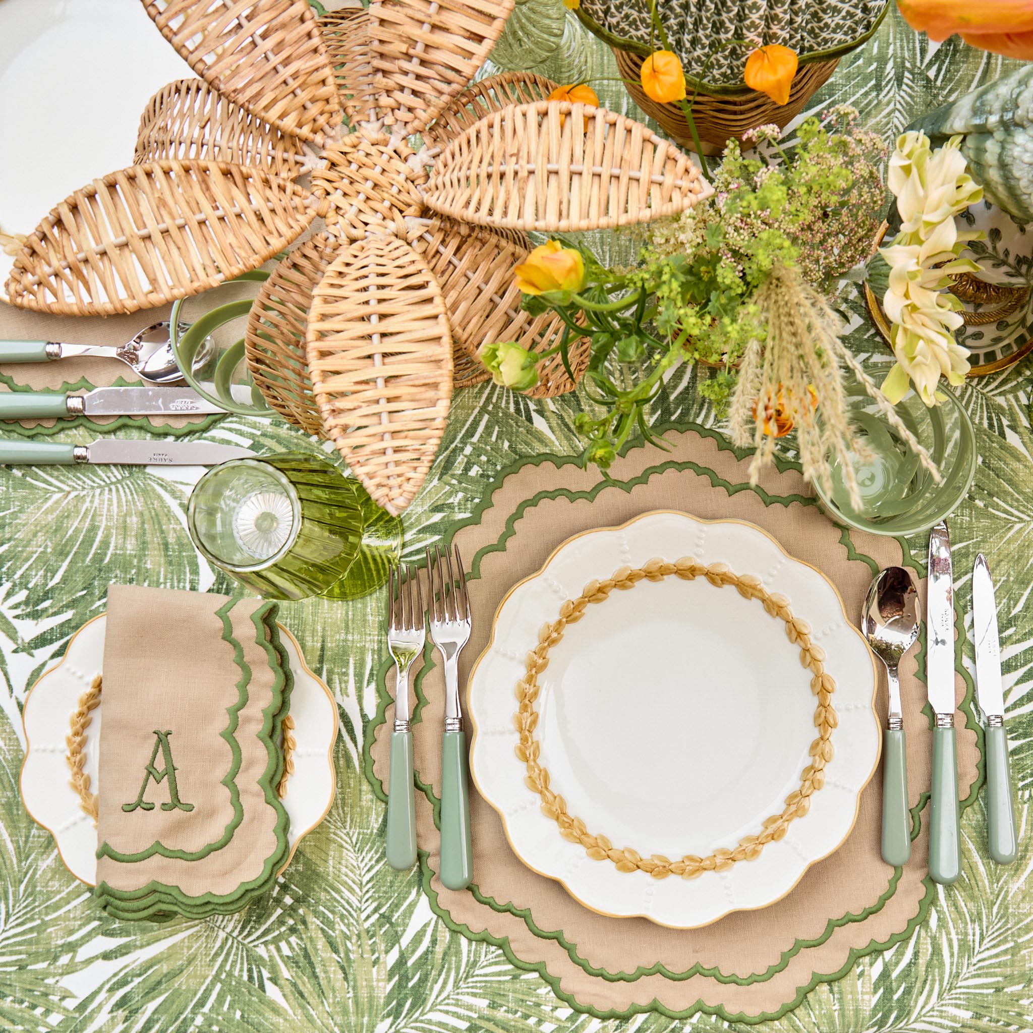 Green Palm Tablecloth