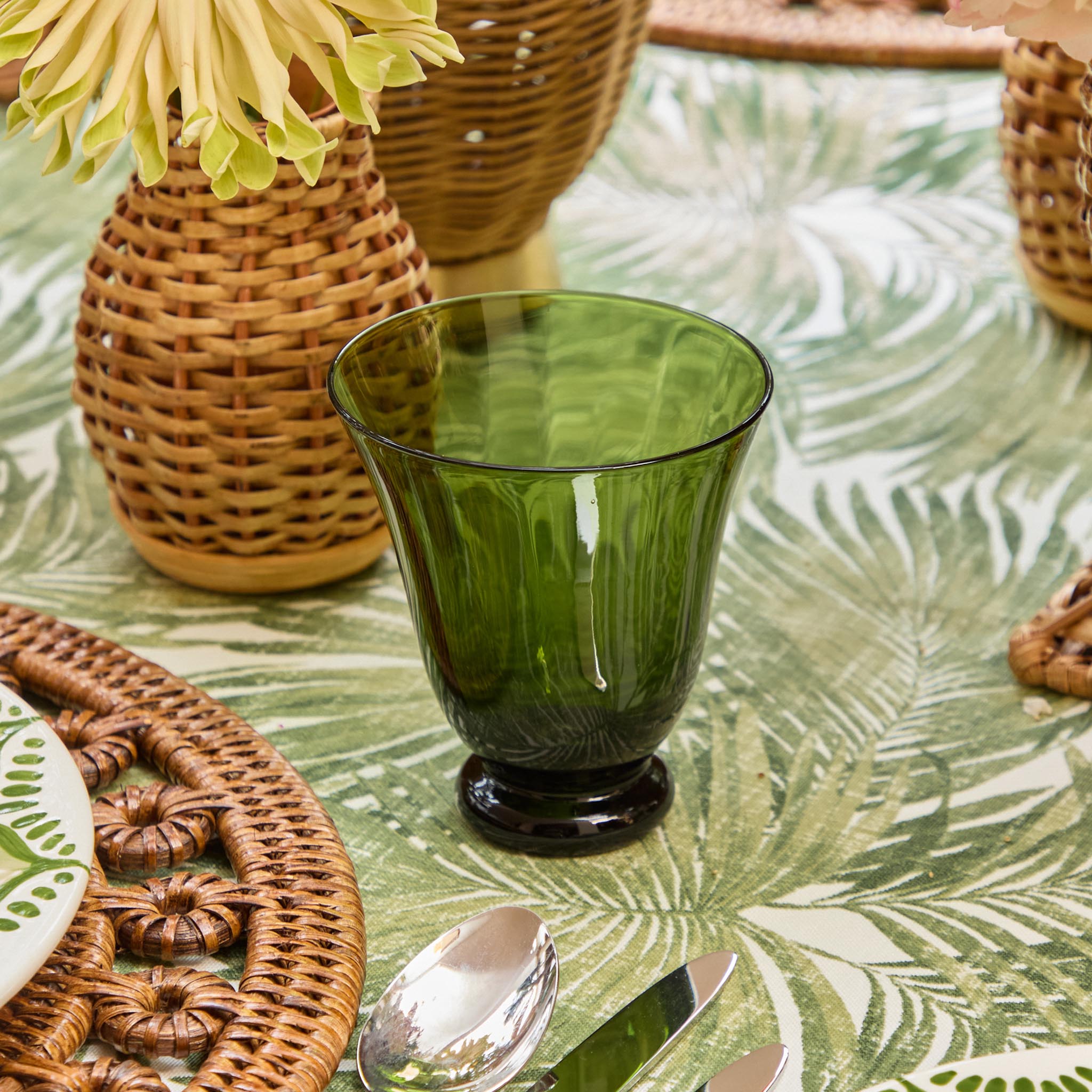 Moss Green Tulip Glasses (Set of 4)