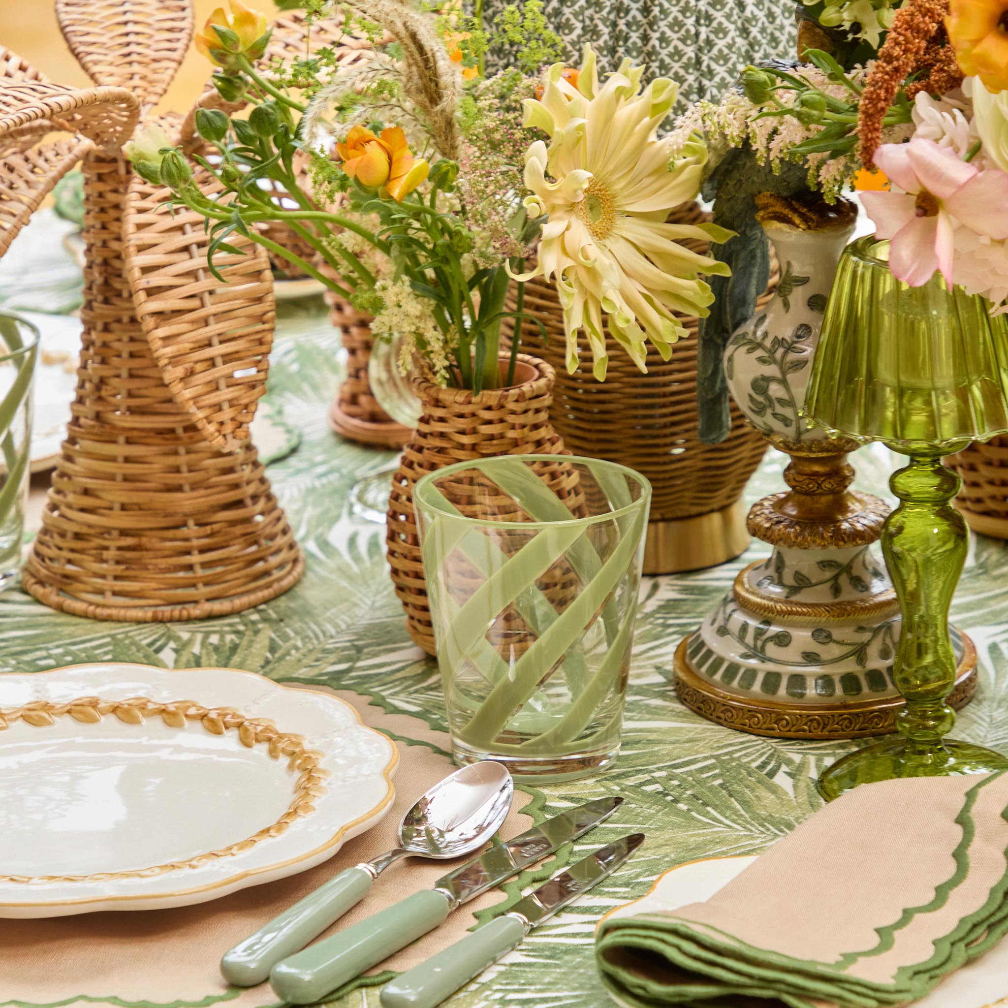 Green Swirl Outdoor Glasses (Set of 6)